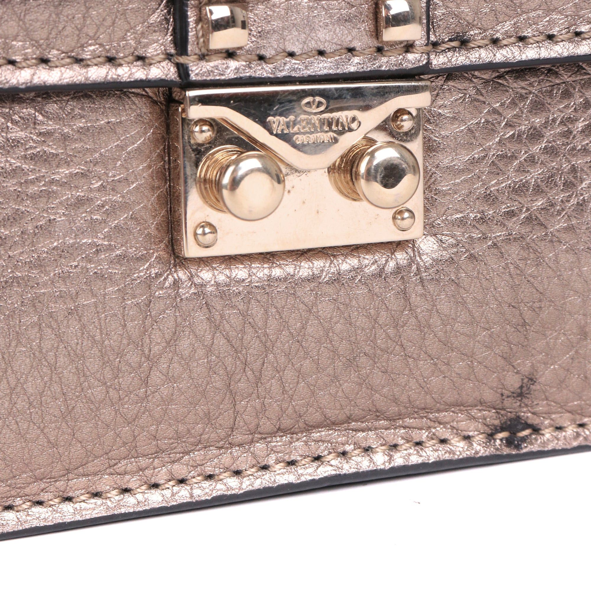 Valentino VALENTINO - Valentino Glam Lock shoulder bag in metallic gold grained leather Size ONE SIZE - 5 Thumbnail