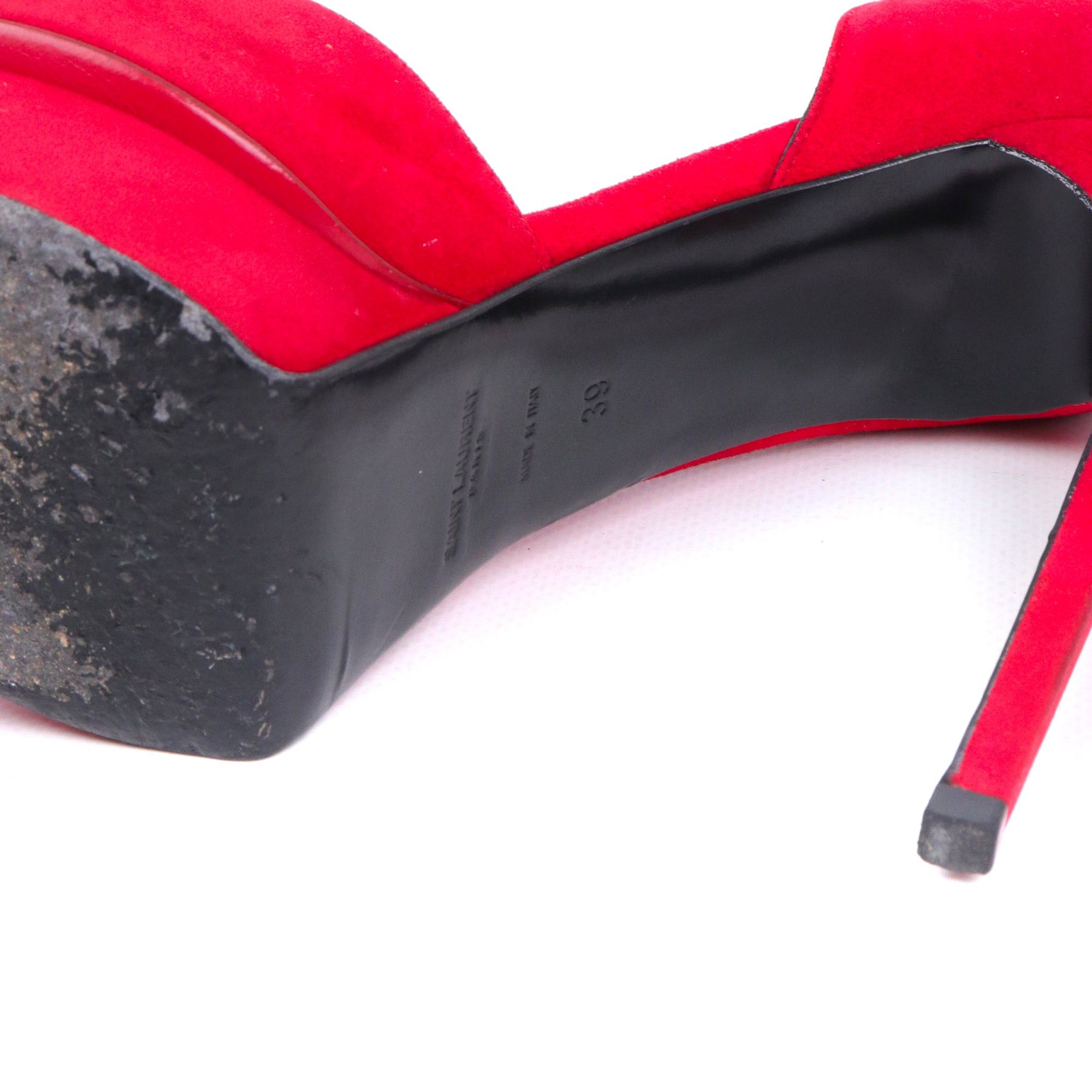 Saint Laurent Paris SAINT LAURENT - Saint Laurent Kid Scamosciato heeled pumps in red suede (T39) Size US 8 / IT 38 - 6 Thumbnail