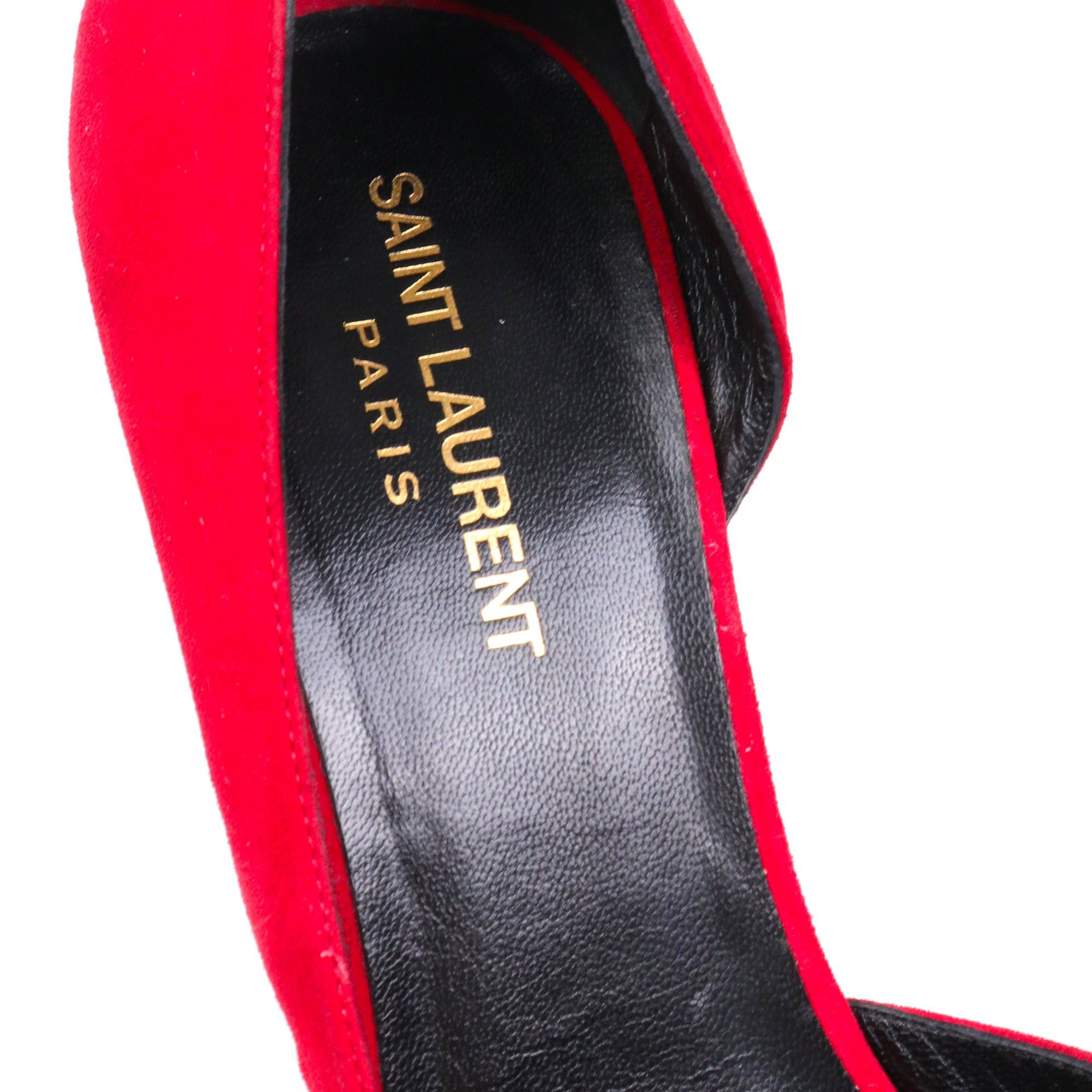 Saint Laurent Paris SAINT LAURENT - Saint Laurent Kid Scamosciato heeled pumps in red suede (T39) Size US 8 / IT 38 - 4 Thumbnail