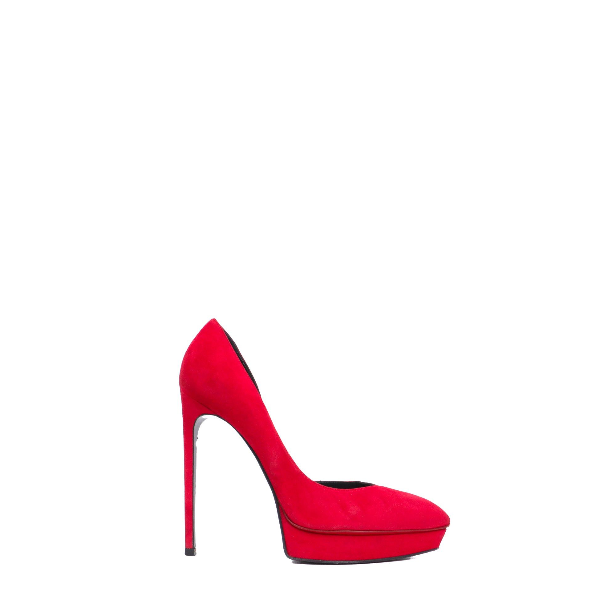 Saint Laurent Paris SAINT LAURENT - Saint Laurent Kid Scamosciato heeled pumps in red suede (T39) Size US 8 / IT 38 - 2 Thumbnail