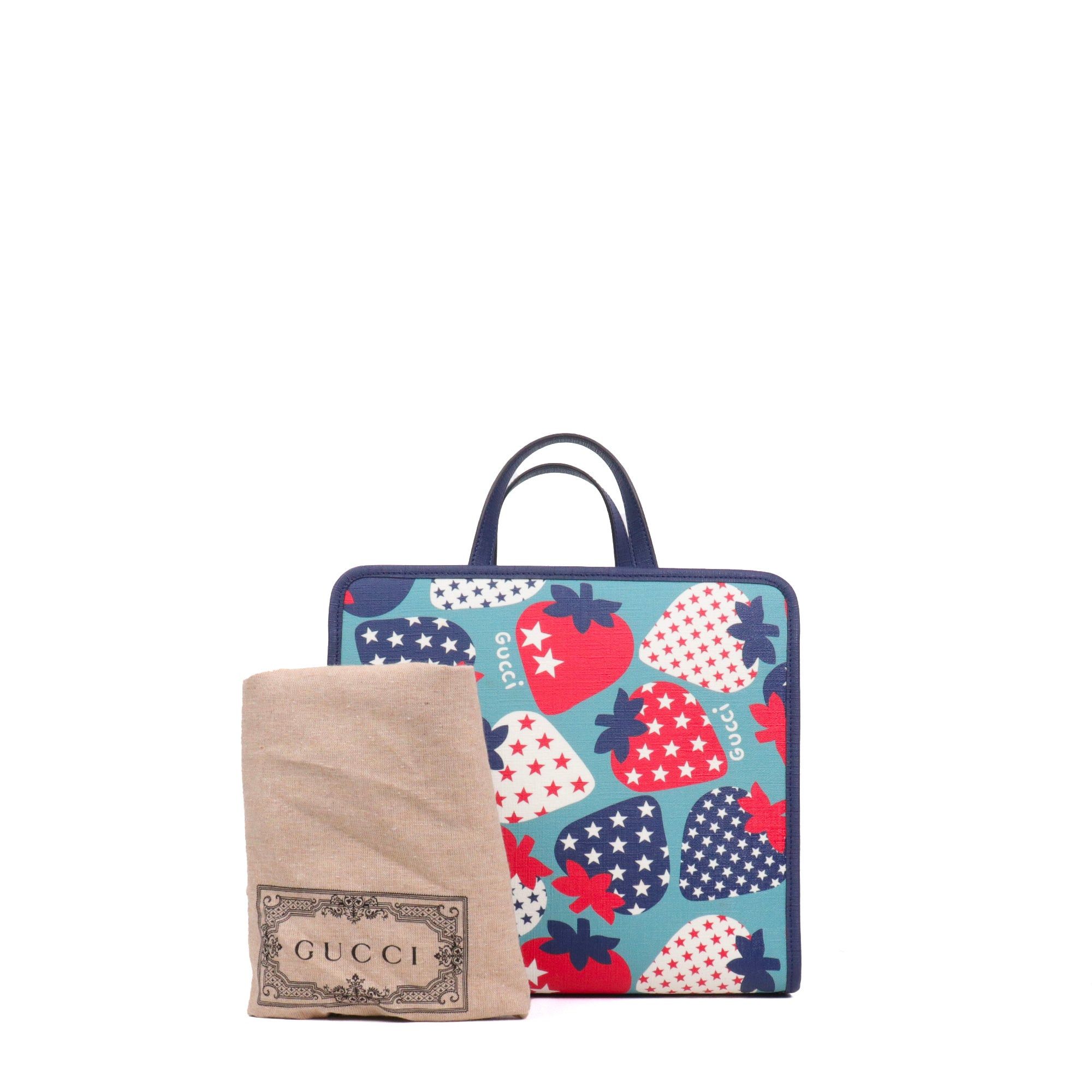 Gucci GUCCI - Gucci Strawberry Star tote bag in coated canvas and leather Size ONE SIZE - 9 Thumbnail