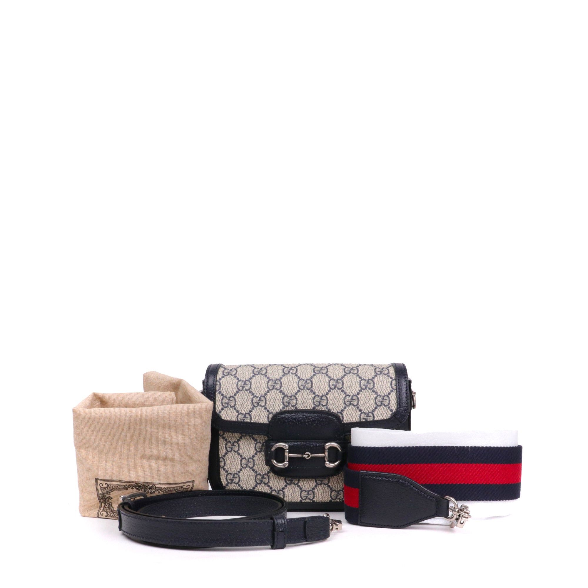 Gucci GUCCI - Gucci Horsebit 1955 shoulder bag in blue GG supreme monogram canvas Size ONE SIZE - 8 Thumbnail
