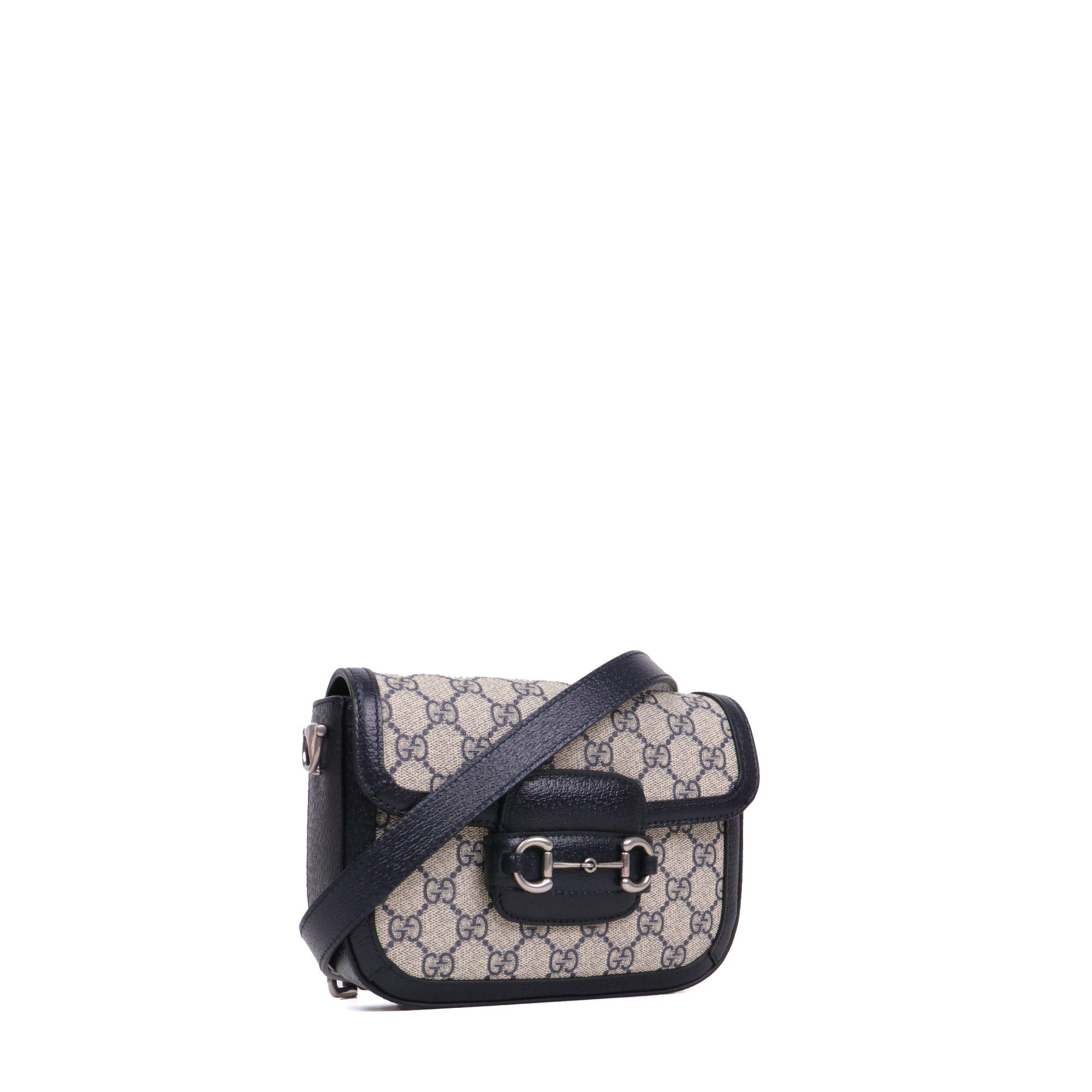 Gucci GUCCI - Gucci Horsebit 1955 shoulder bag in blue GG supreme monogram canvas Size ONE SIZE - 2 Thumbnail