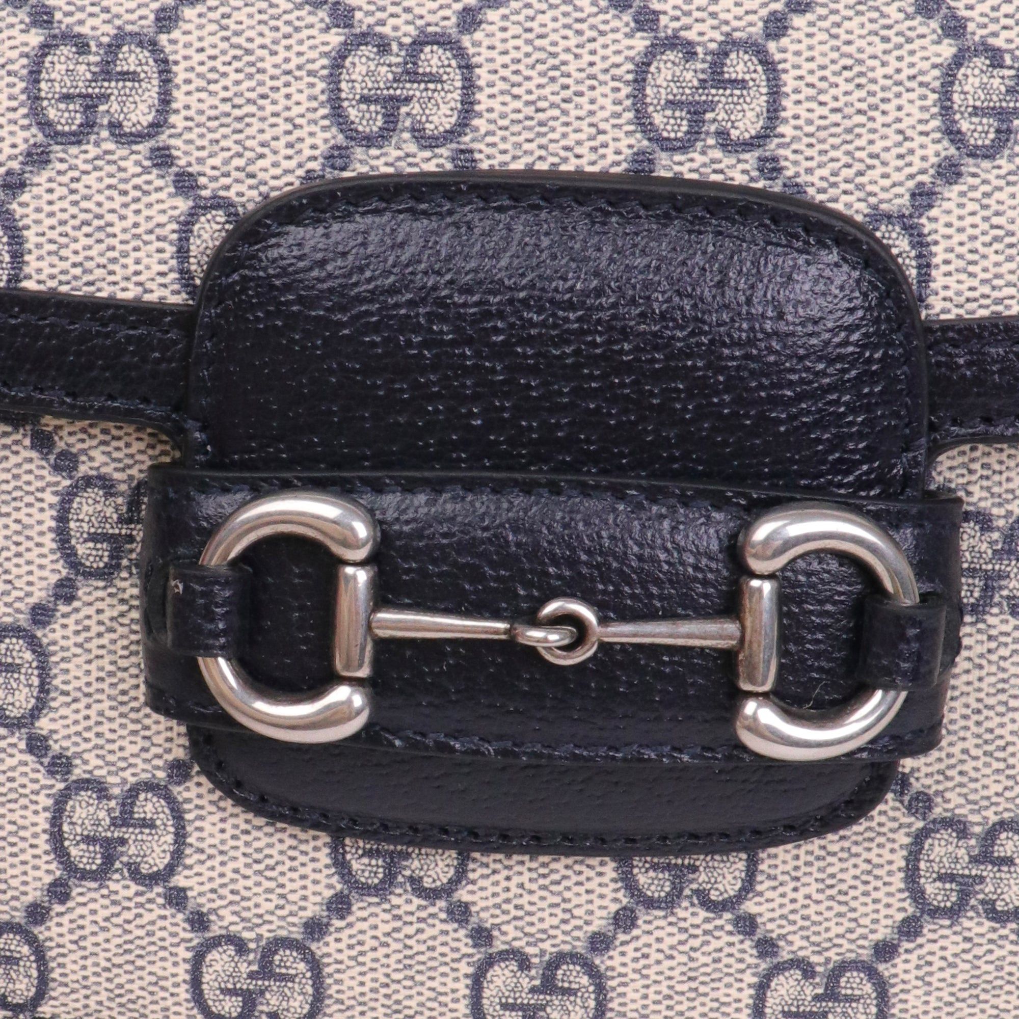 Gucci GUCCI - Gucci Horsebit 1955 shoulder bag in blue GG supreme monogram canvas Size ONE SIZE - 5 Thumbnail