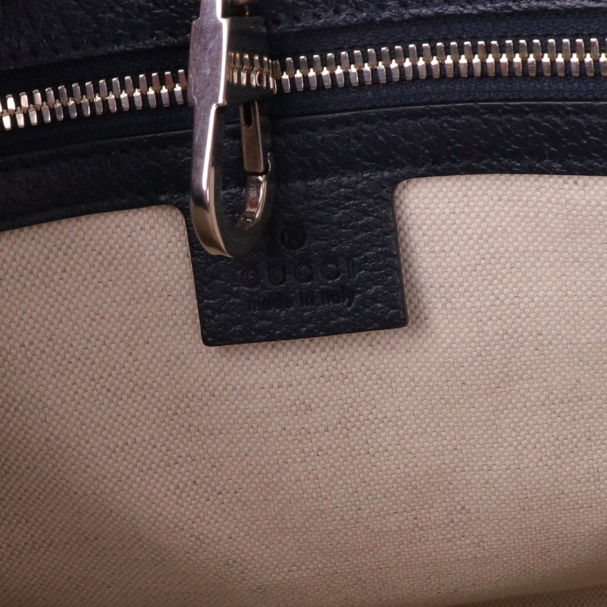 Gucci GUCCI - Gucci shopping bag in pink monogram canvas and navy blue leather Size ONE SIZE - 7 Thumbnail