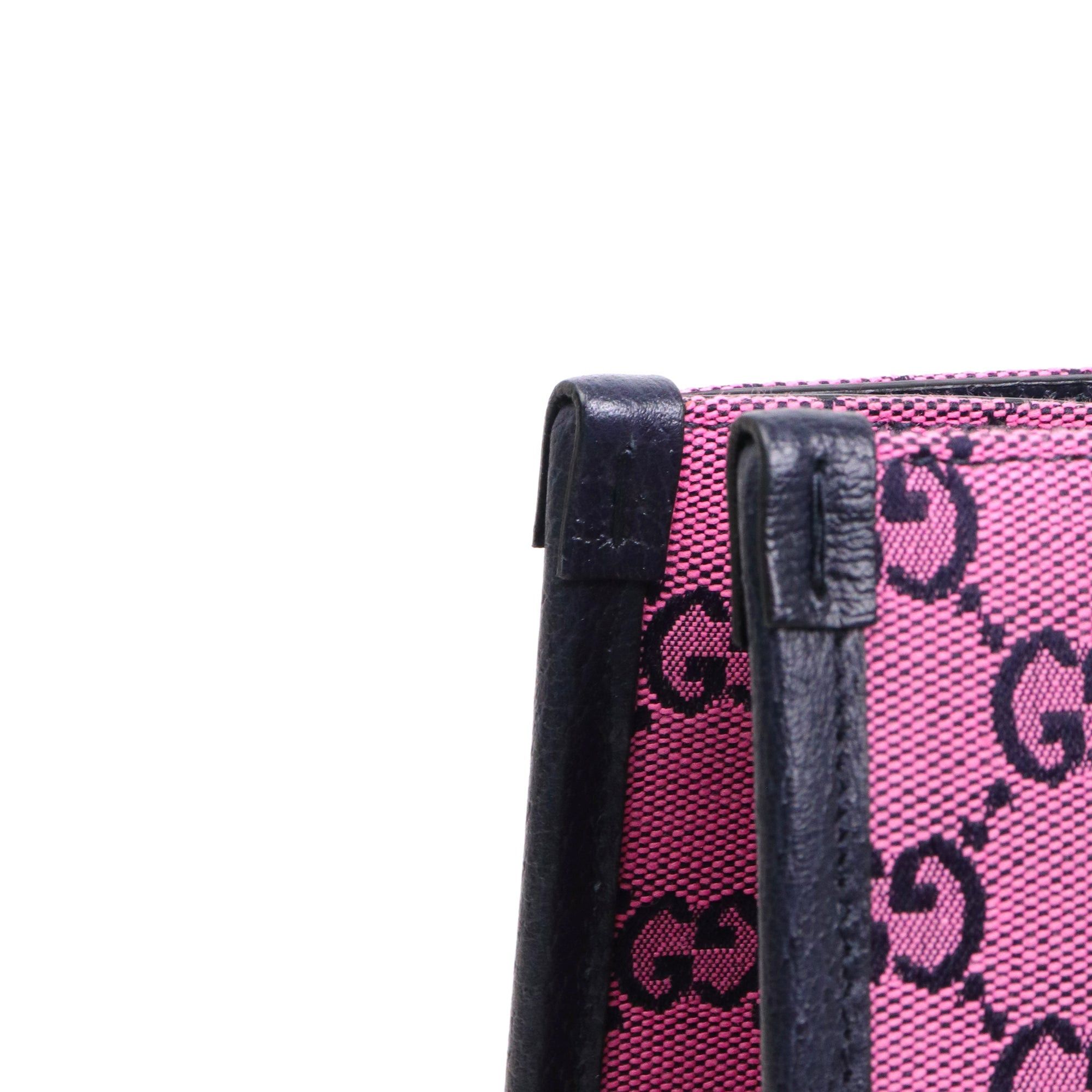 Gucci GUCCI - Gucci shopping bag in pink monogram canvas and navy blue leather Size ONE SIZE - 6 Thumbnail