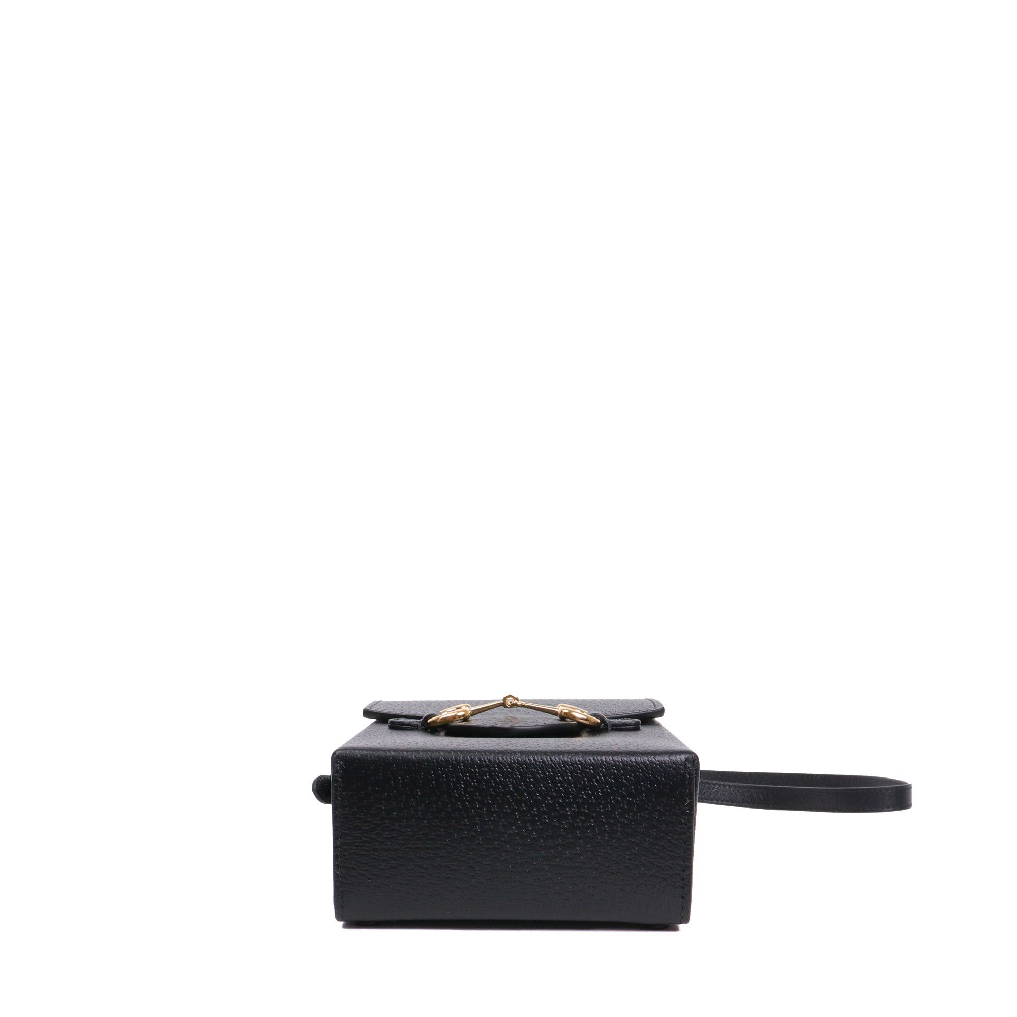 Gucci GUCCI - Gucci Horsebit 1955 shoulder bag in black grained leather Size ONE SIZE - 4 Thumbnail