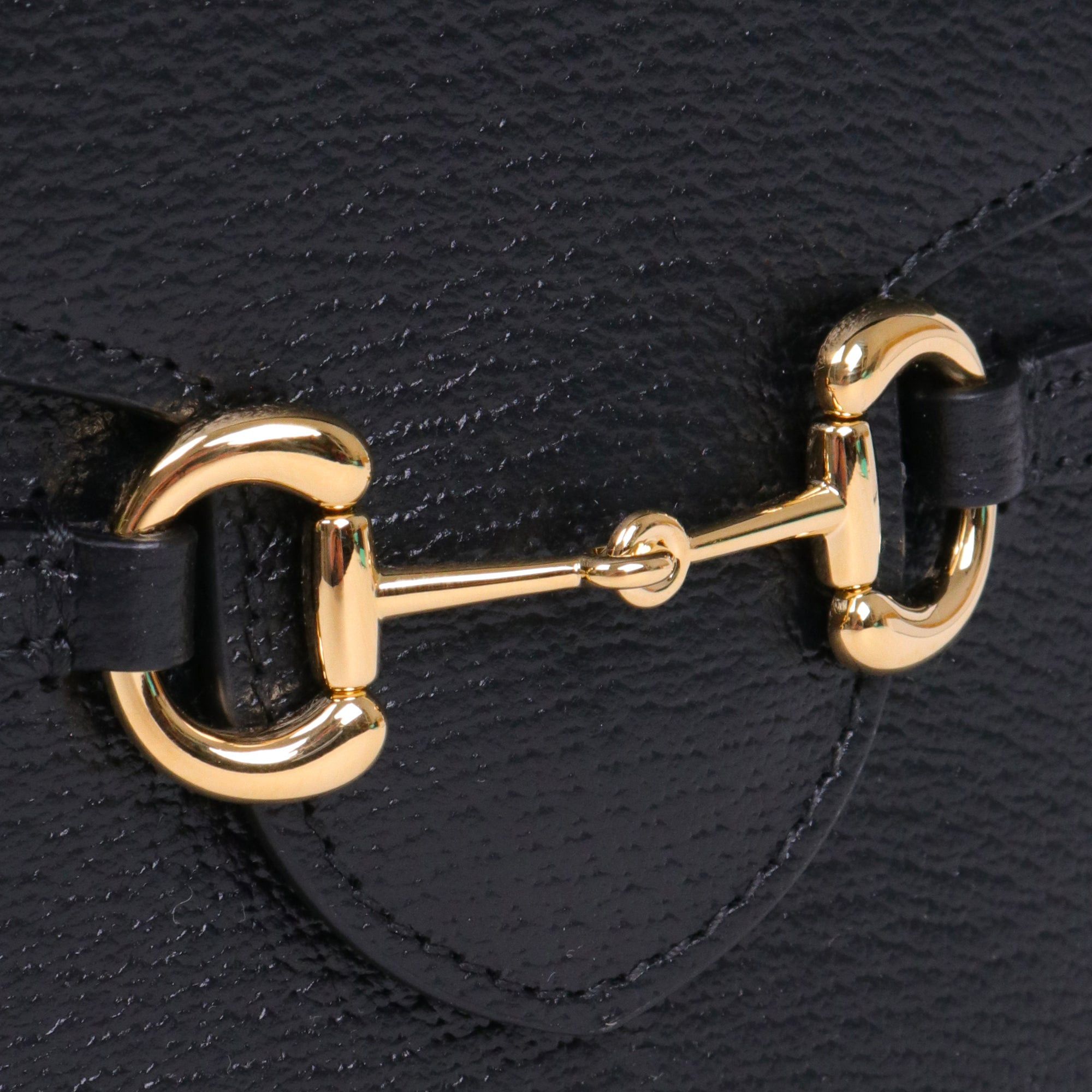 Gucci GUCCI - Gucci Horsebit 1955 shoulder bag in black grained leather Size ONE SIZE - 5 Thumbnail