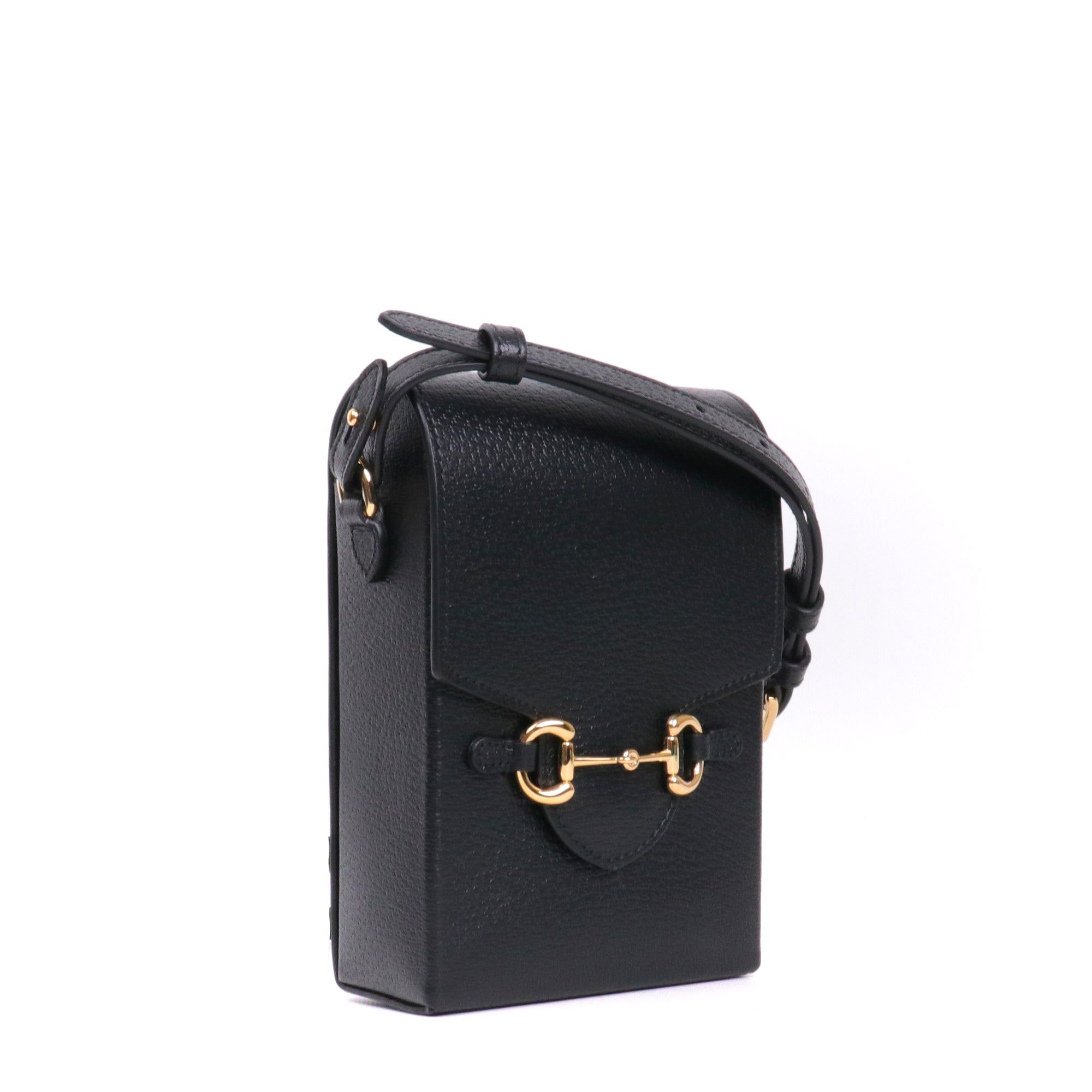Gucci GUCCI - Gucci Horsebit 1955 shoulder bag in black grained leather Size ONE SIZE - 2 Thumbnail
