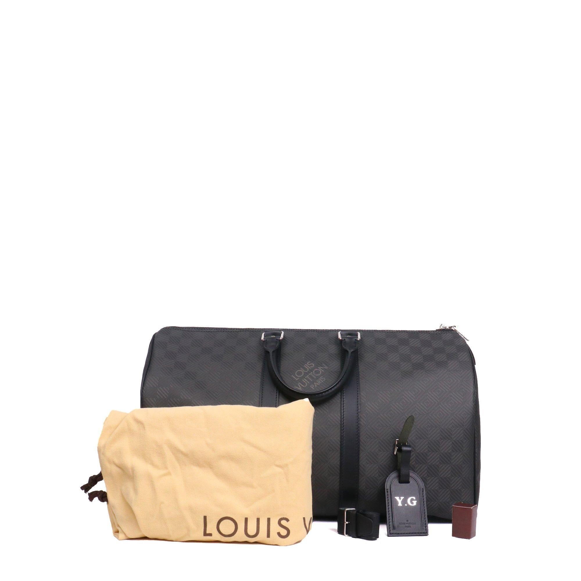 Louis Vuitton LOUIS VUITTON - Louis Vuitton Keepall 45 travel bag in carbon damier canvas Size ONE SIZE - 9 Thumbnail
