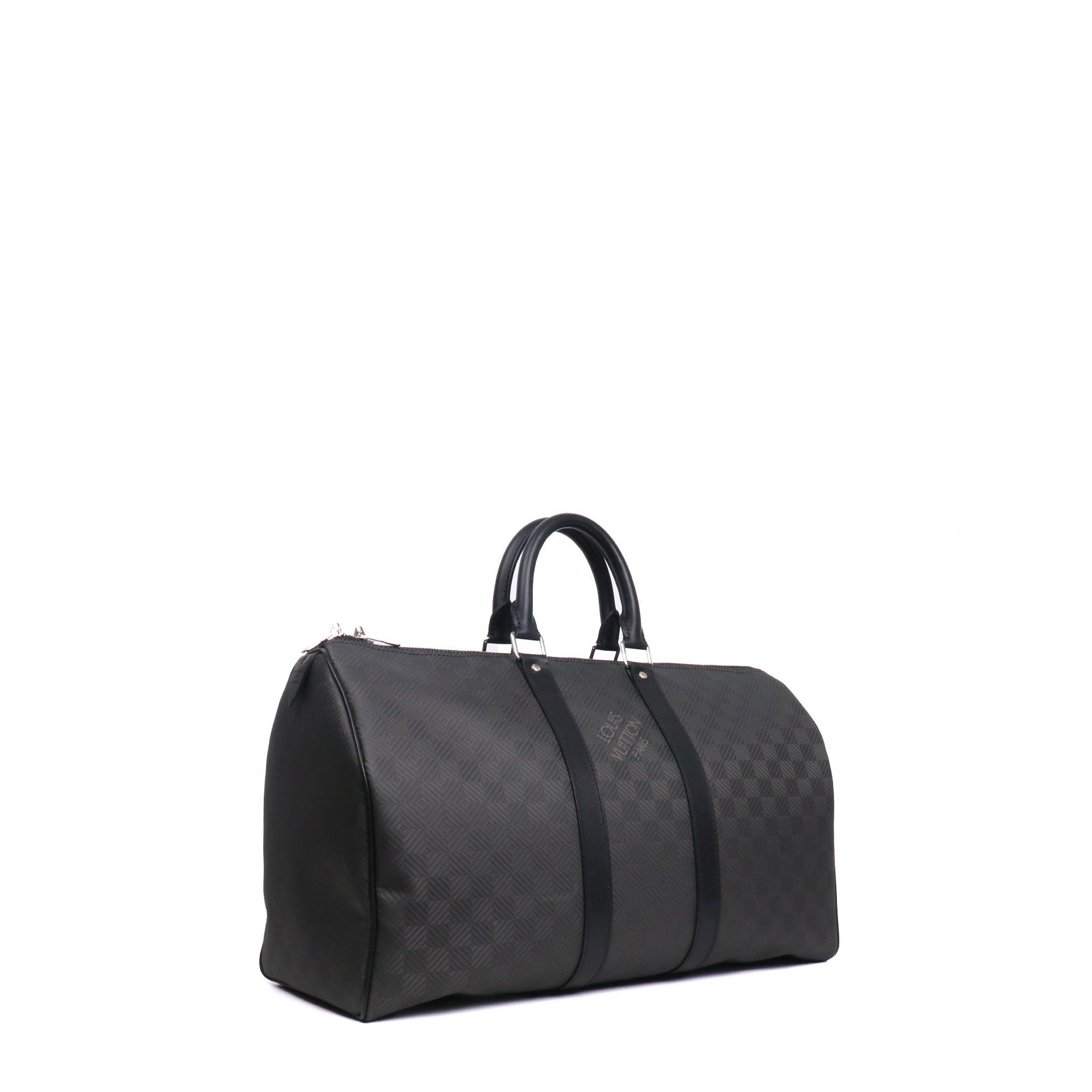 Louis Vuitton LOUIS VUITTON - Louis Vuitton Keepall 45 travel bag in carbon damier canvas Size ONE SIZE - 2 Thumbnail