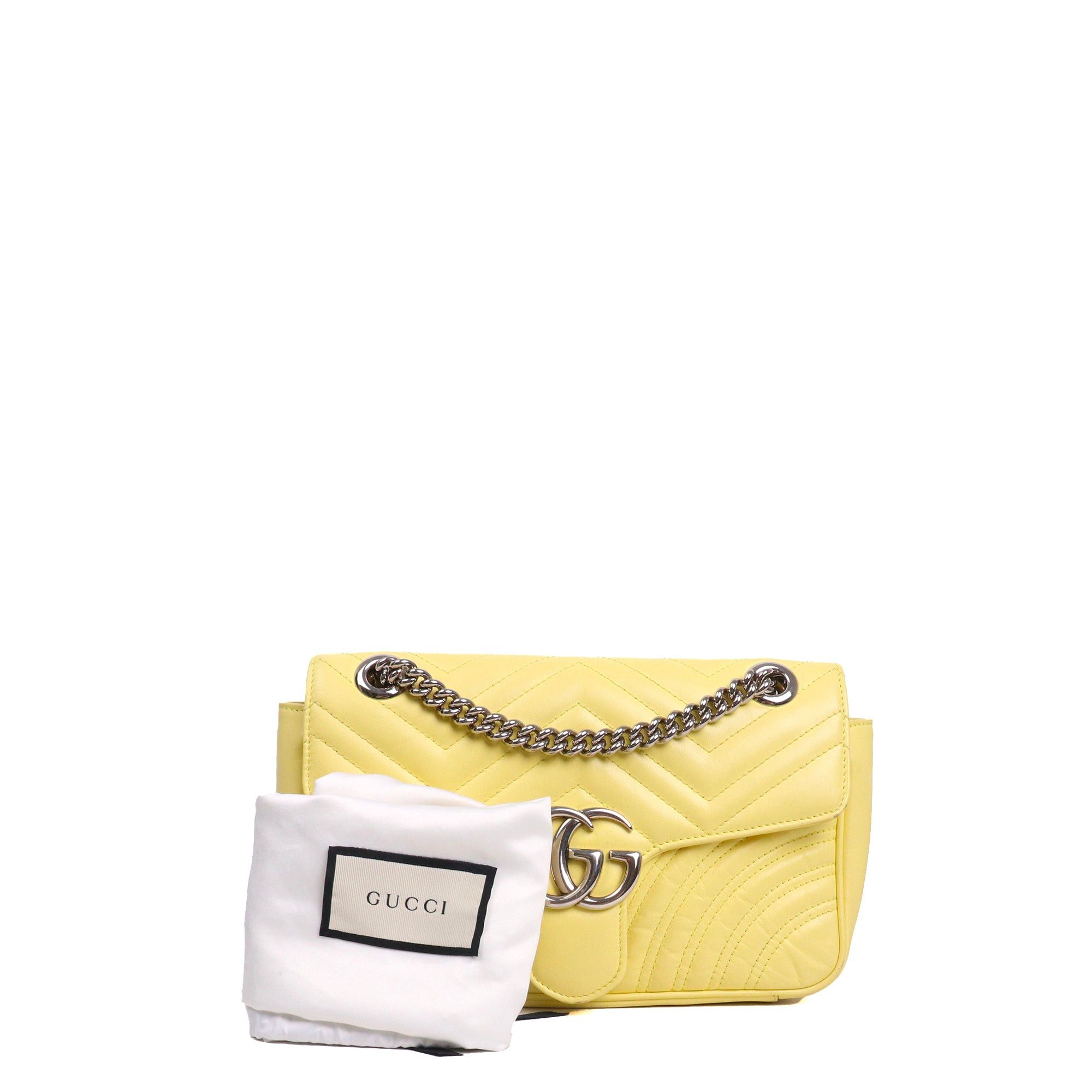 Gucci GUCCI - Gucci small GG Marmont shoulder bag in pastel yellow leather Size ONE SIZE - 8 Thumbnail