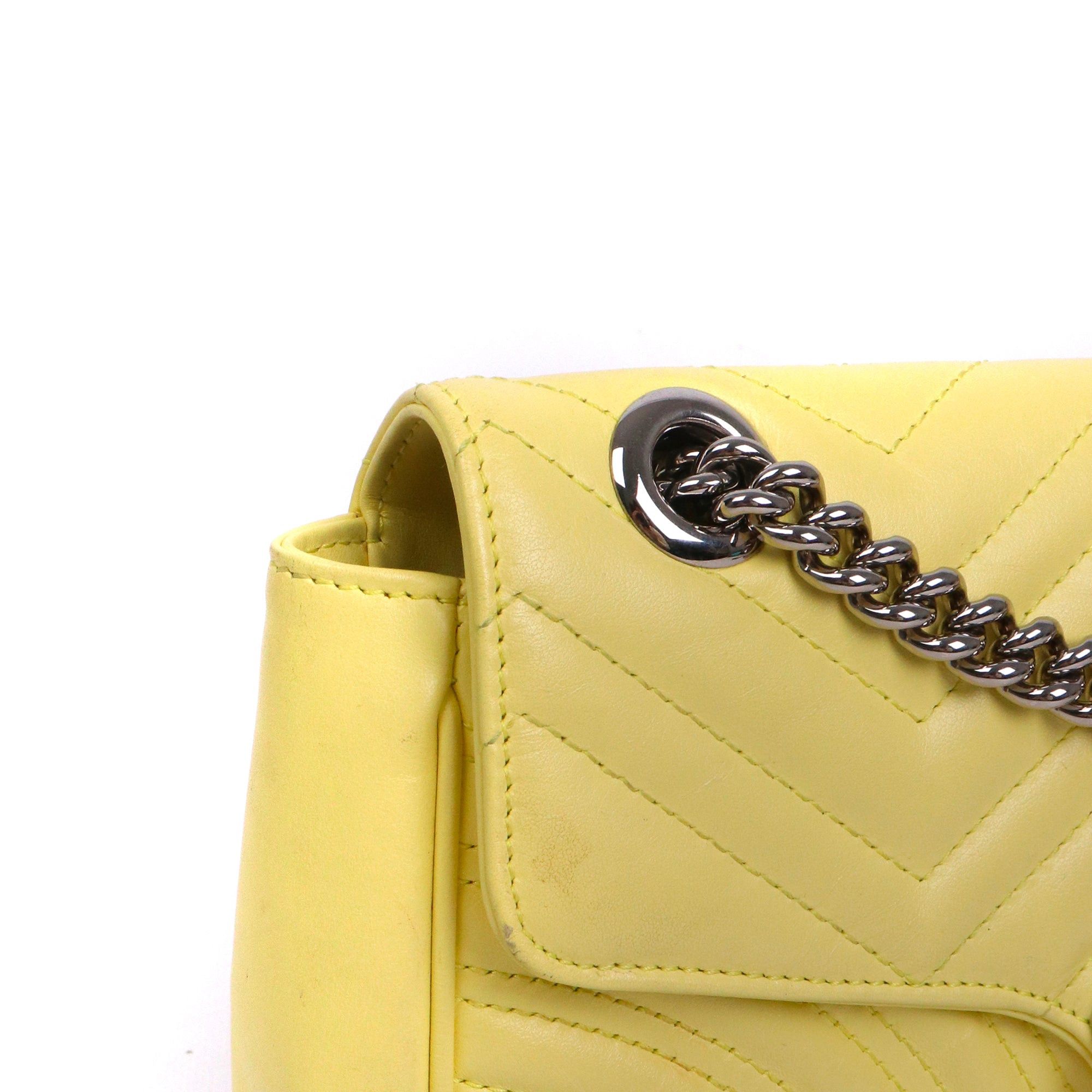 Gucci GUCCI - Gucci small GG Marmont shoulder bag in pastel yellow leather Size ONE SIZE - 6 Thumbnail