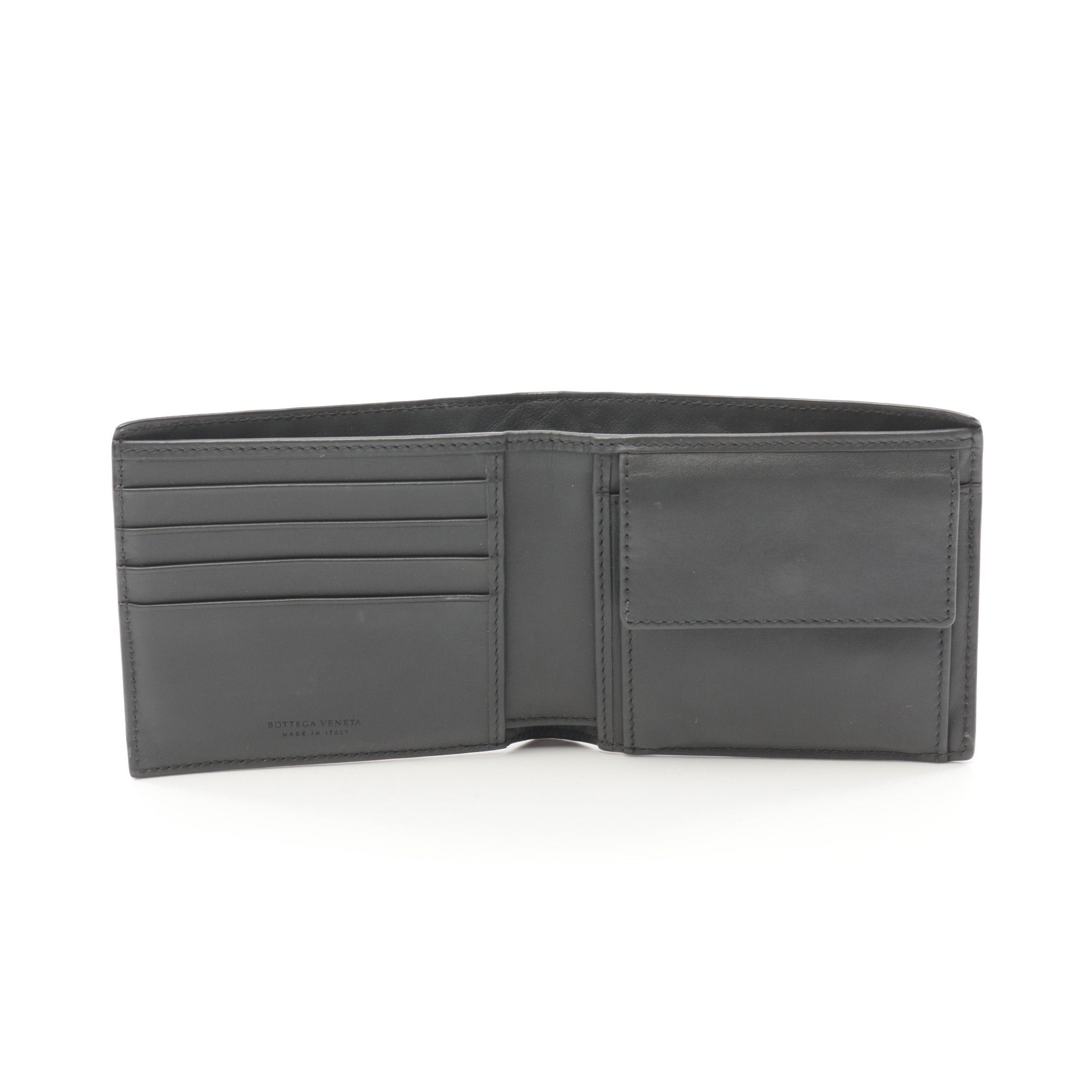 Bottega Veneta Bottega Veneta Intrecciato Bi-Fold Wallet Leather Dark Gray Size ONE SIZE - 3 Thumbnail