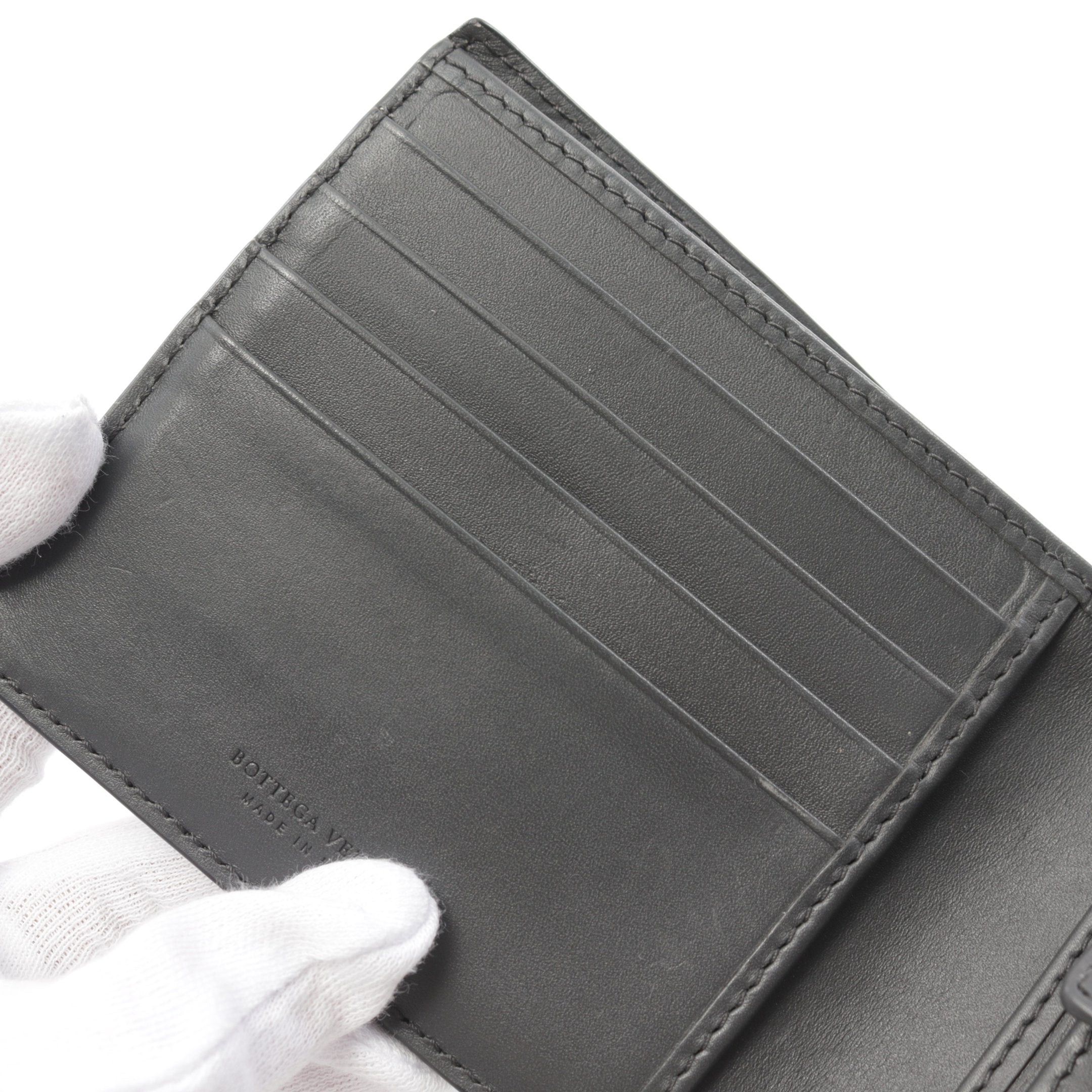 Bottega Veneta Bottega Veneta Intrecciato Bi-Fold Wallet Leather Dark Gray Size ONE SIZE - 6 Thumbnail