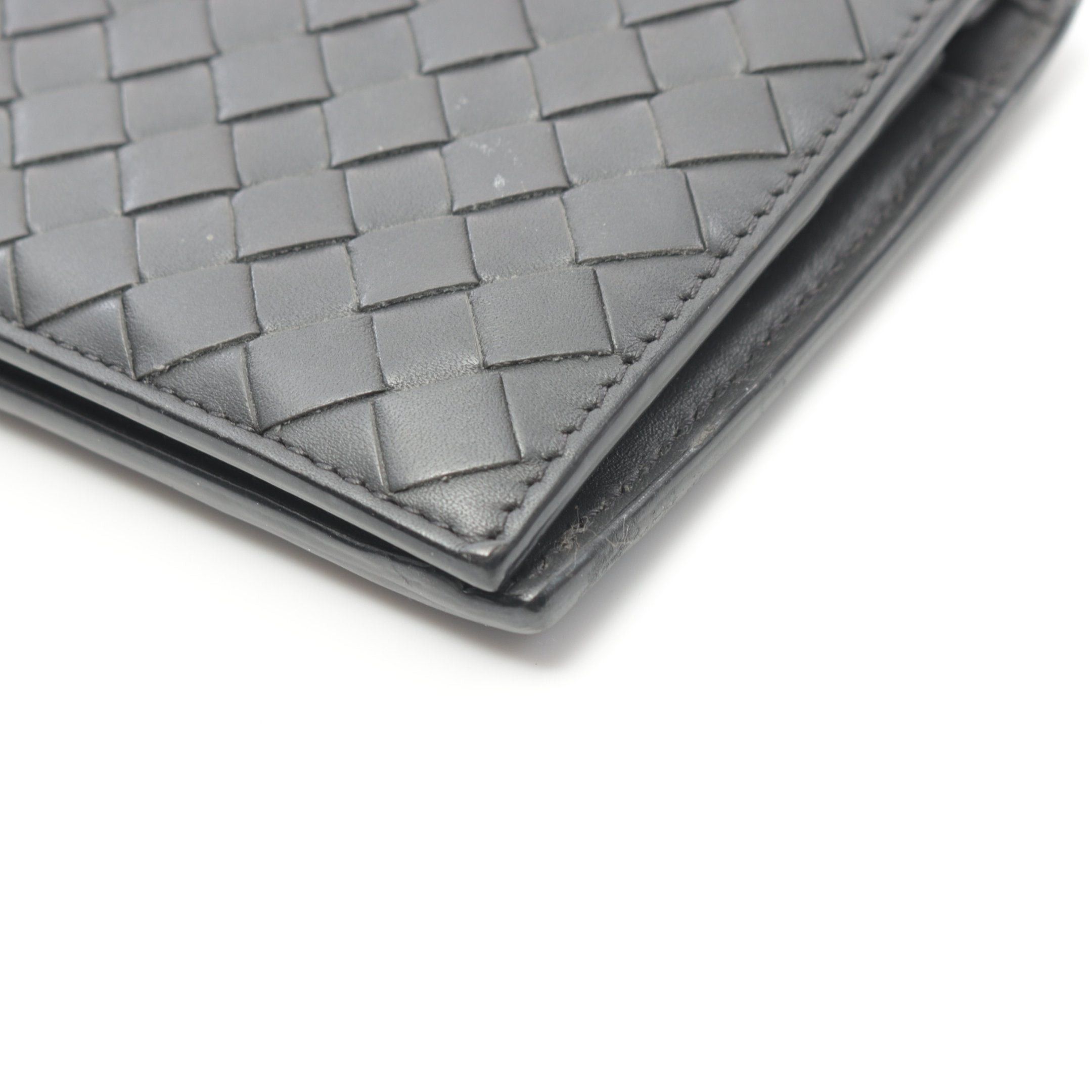 Bottega Veneta Bottega Veneta Intrecciato Bi-Fold Wallet Leather Dark Gray Size ONE SIZE - 7 Thumbnail