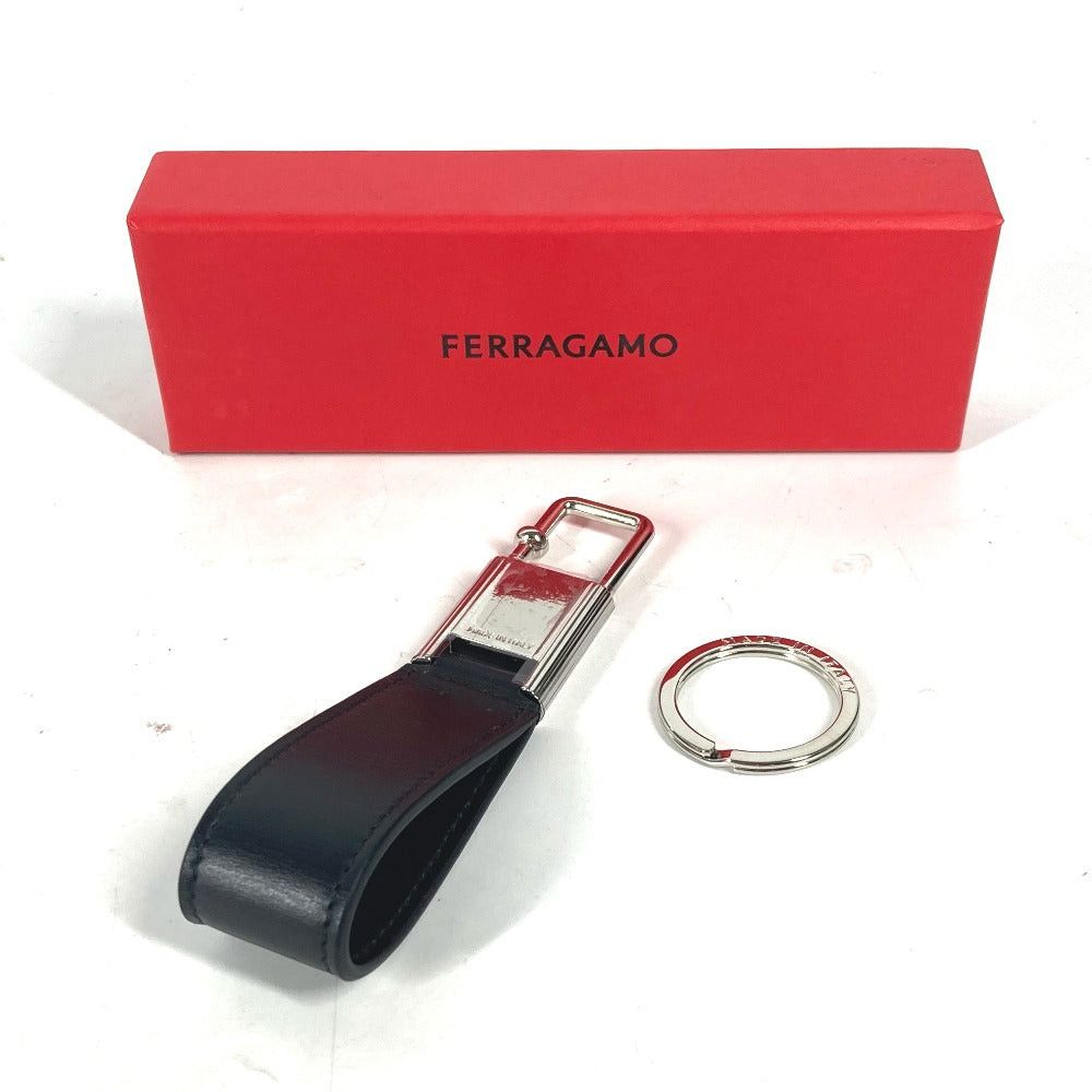 Salvatore Ferragamo Salvatore Ferragamo Logo Bag Charm Keychain Leather Men Black Size ONE SIZE - 2 Thumbnail