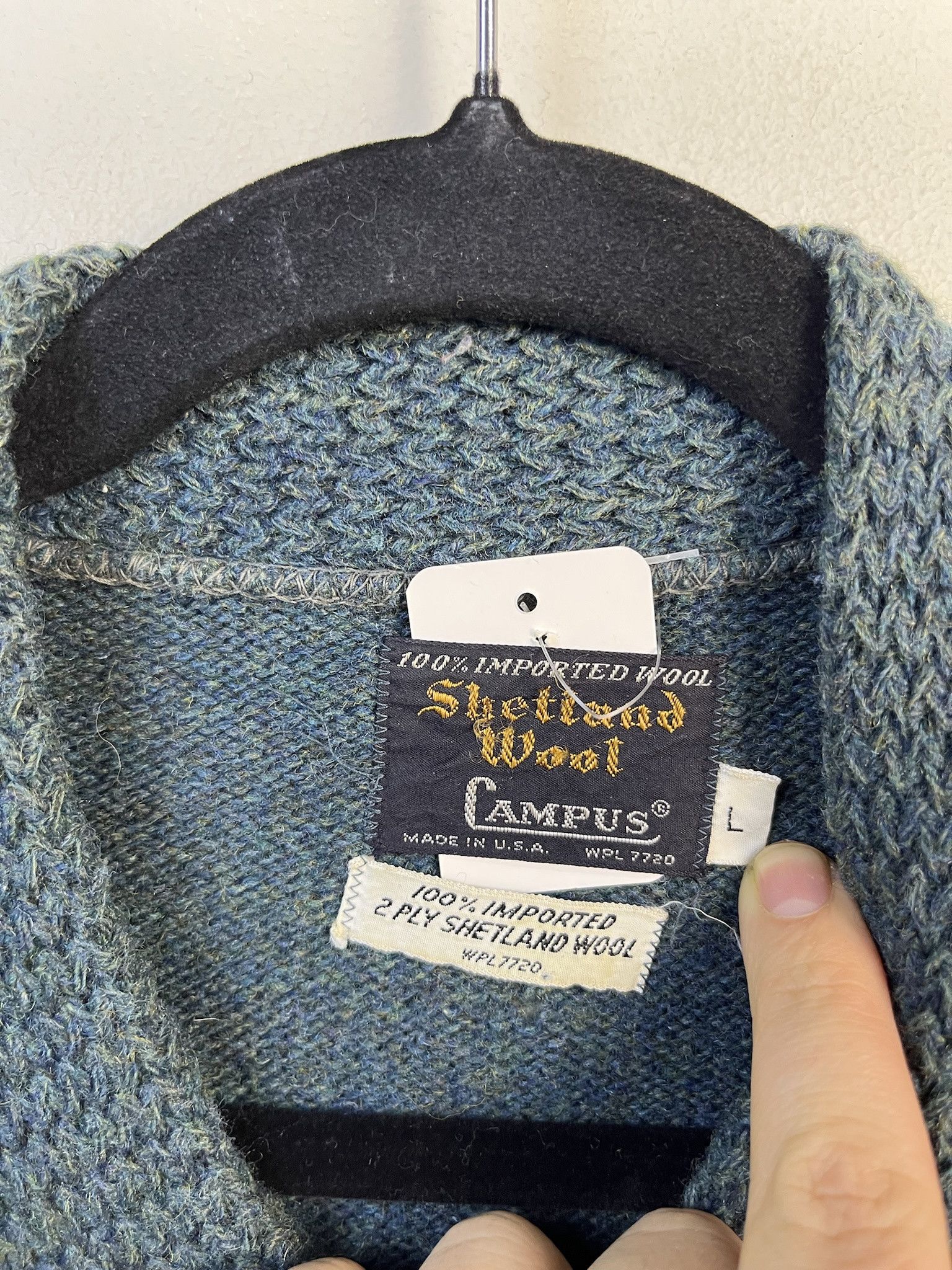 Vintage Vintage Knit Sweater 1990s Thick Knit Campus Shetland Wool Knit Zip Up Cardigan Size L Size US L / EU 52-54 / 3 - 2 Thumbnail