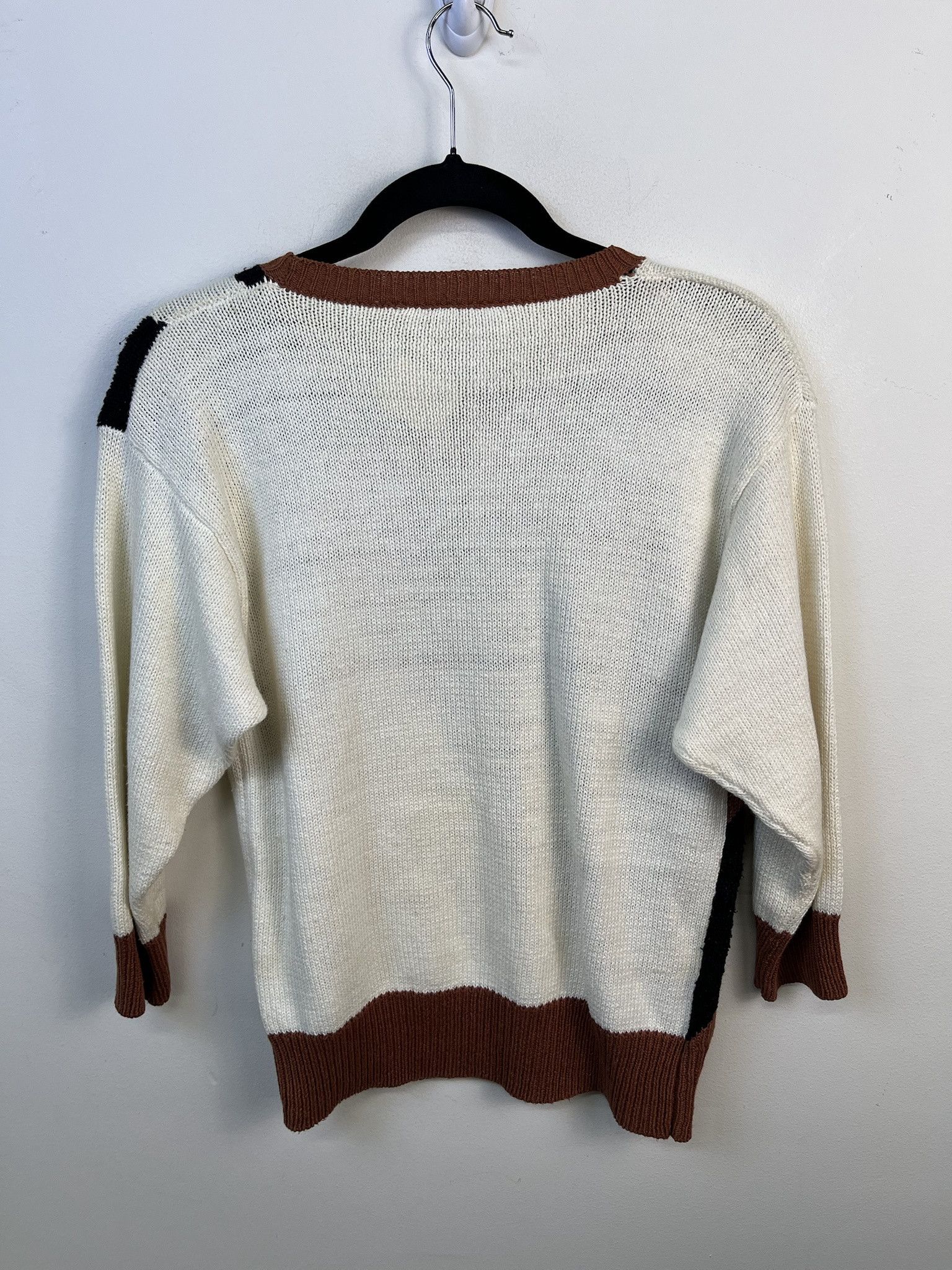 Vintage Vintage Knit Sweater 1990s Thick Knit Brown Black Streak Size S Size US S / EU 44-46 / 1 - 3 Thumbnail