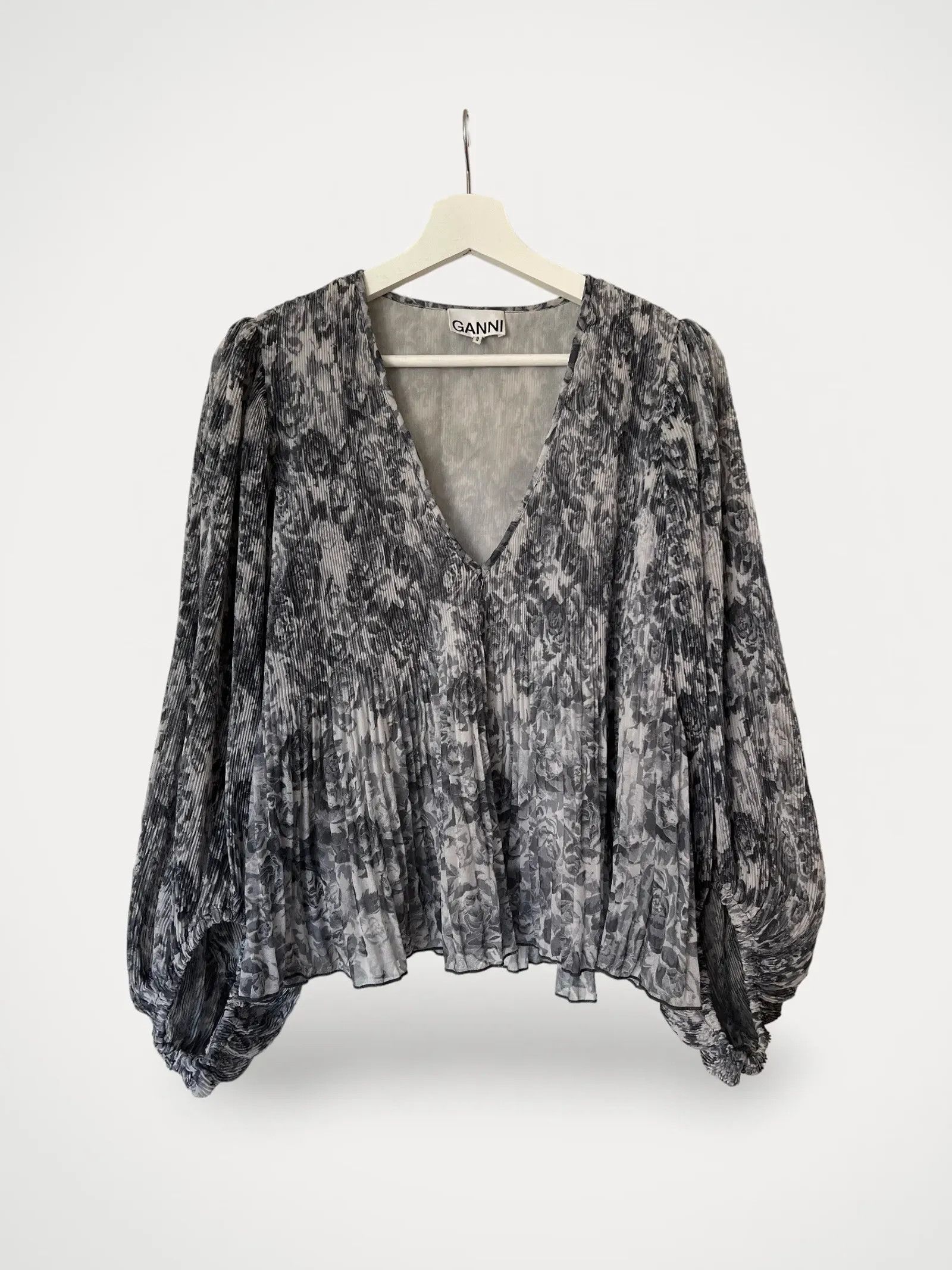 Ganni Ganni Pleated Georgette Blus Blouse Size XS / US 0-2 / IT 36-38 - 2 Thumbnail