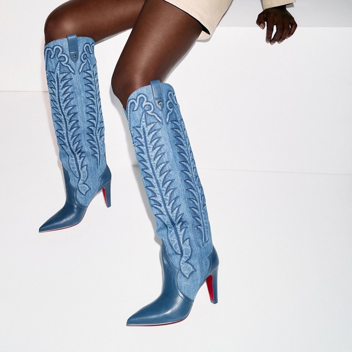 Christian Louboutin Santia Botta 85mm Denim Size US 7 / IT 37 - 2 Thumbnail