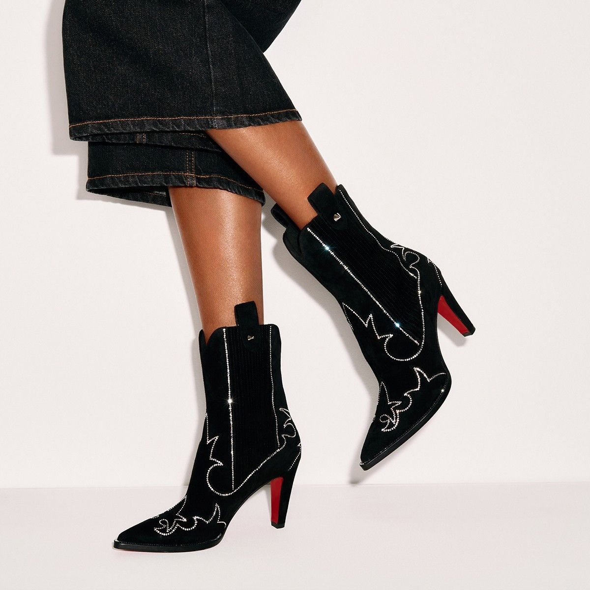 Christian Louboutin Santigag Strass 85mm Black Size US 7 / IT 37 - 2 Thumbnail