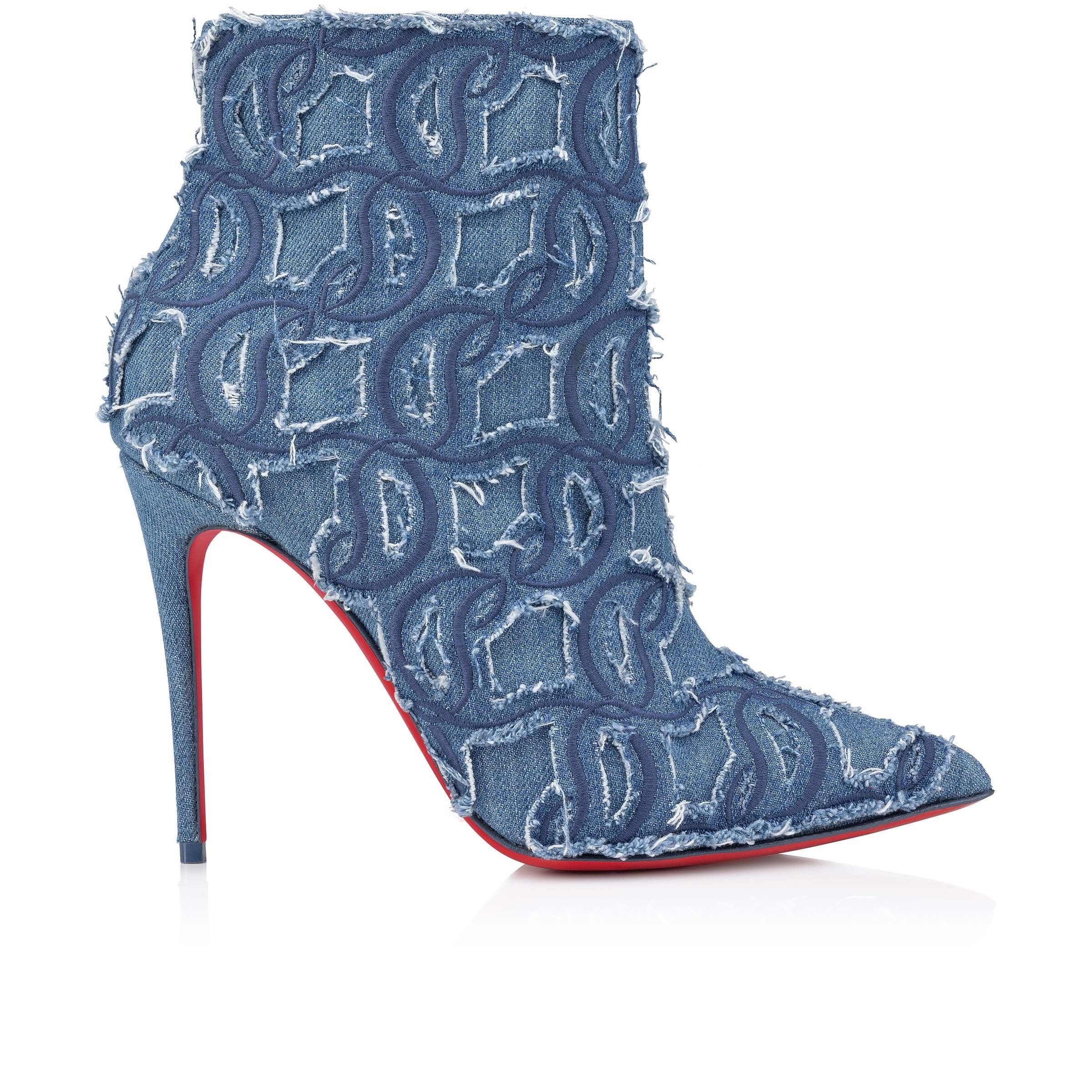 Christian Louboutin So Kate Booty Toile Denim Brode 100mm Size US 5 / IT 35 - 3 Thumbnail
