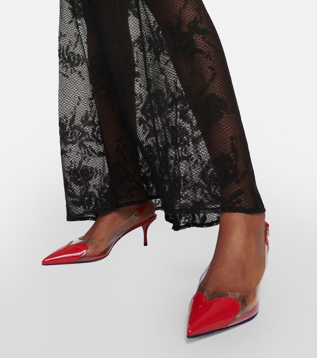 Alaia Cœur heart leather-trimmed PVC pumps in red Size US 8.5 / IT 38.5 - 3 Thumbnail