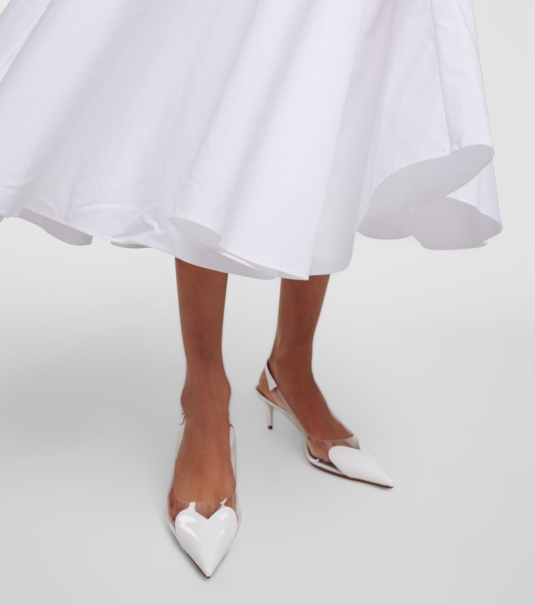 Alaia Cœur heart leather-trimmed PVC pumps in white Size US 7 / IT 37 - 3 Thumbnail