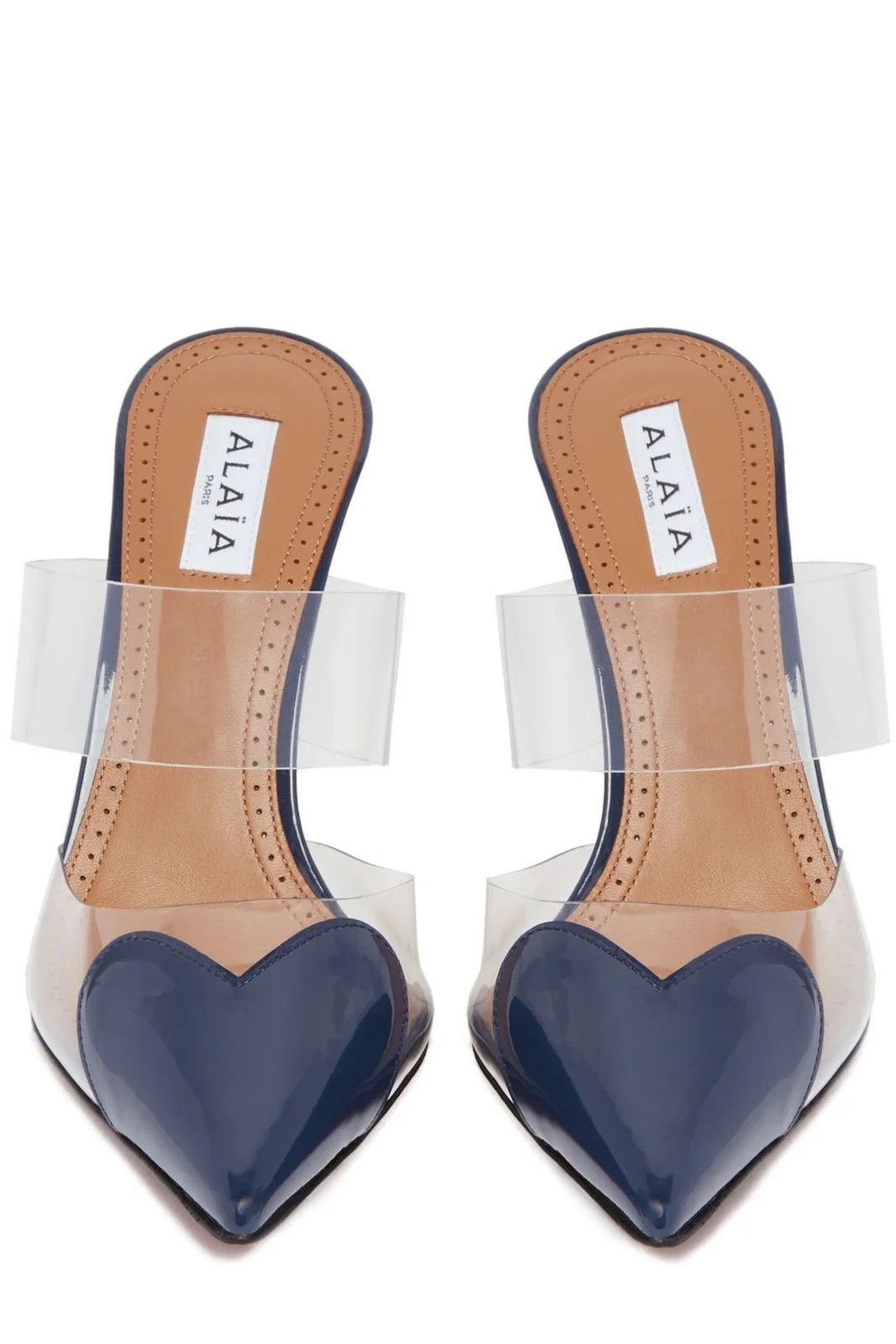 Alaia Cœur heart leather-trimmed PVC mules in navy Size US 6 / IT 36 - 3 Thumbnail