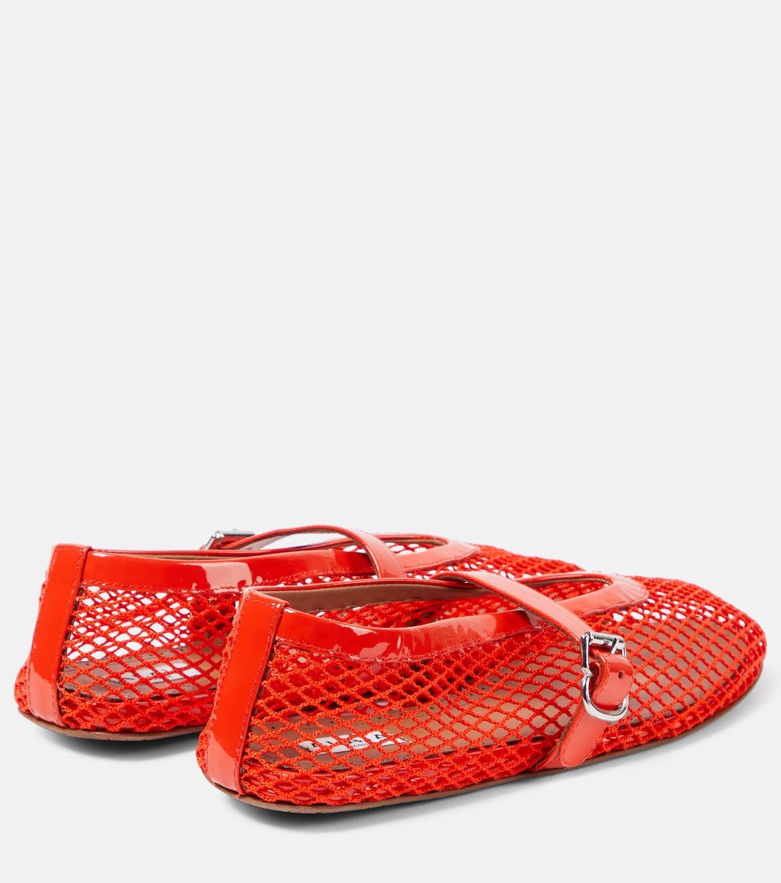 Alaia Leather-trimmed fishnet ballet flats in red Size US 6 / IT 36 - 2 Thumbnail