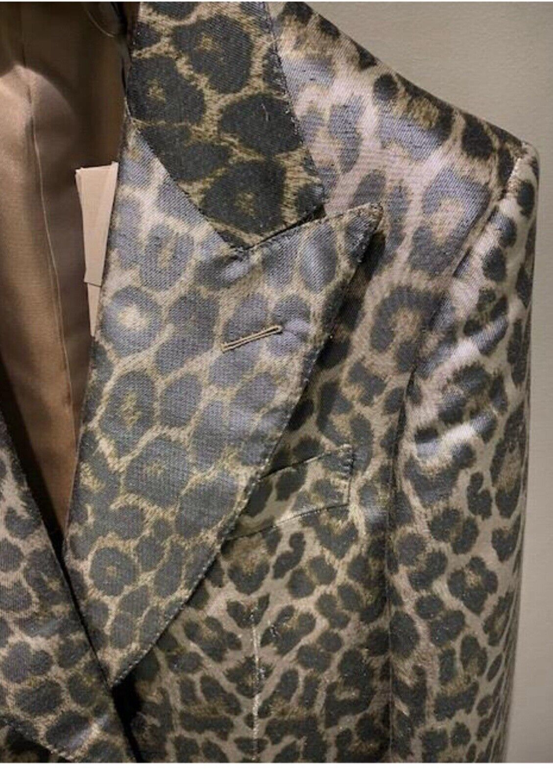 Tom Ford $7.2K VALUE Atticus Leopard Metallic Tuxedo Jacket Blazer Size 52R - 2 Thumbnail