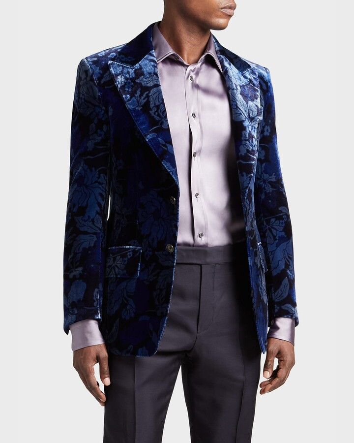 Tom Ford $6.5K VALUE Oriental Floral Velvet Dinner Jacket Blazer Size 48R - 3 Thumbnail