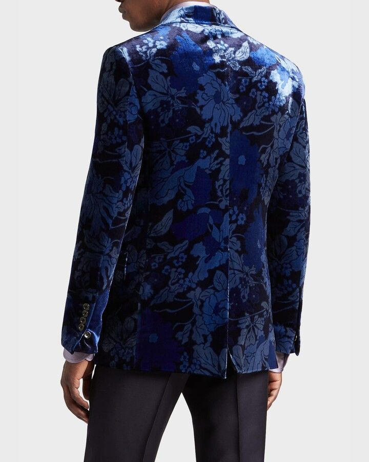 Tom Ford $6.5K VALUE Oriental Floral Velvet Dinner Jacket Blazer Size 48R - 4 Thumbnail