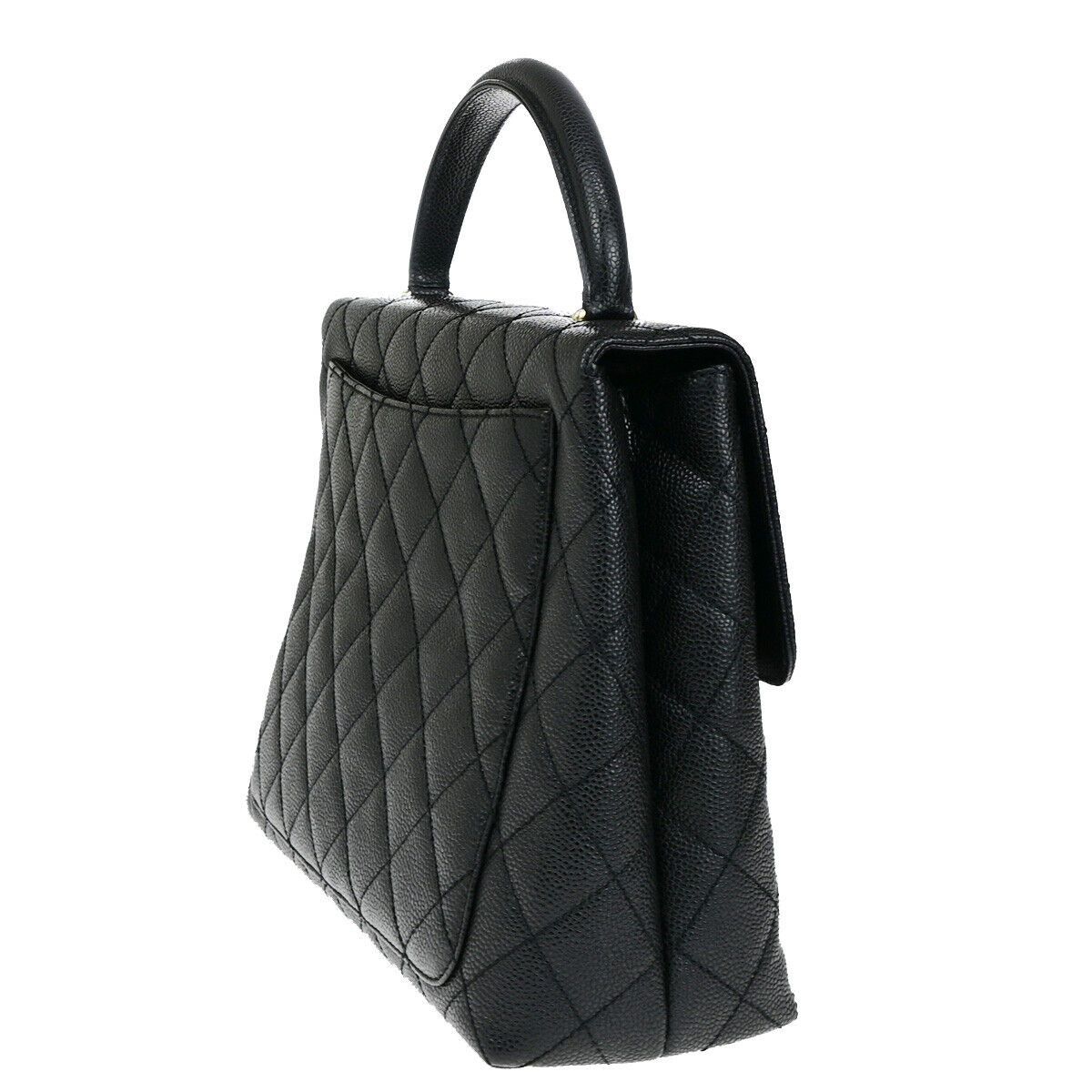 Chanel Coco Mark Black Leather Handbag (Pre-Owned) Size ONE SIZE - 4 Thumbnail