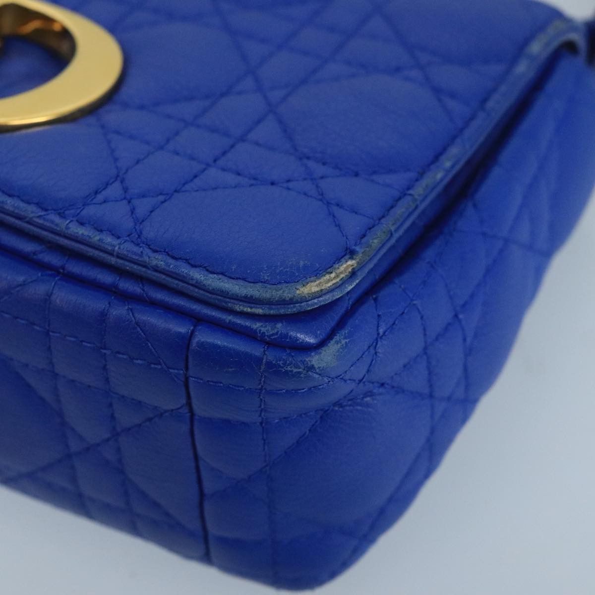 Dior Caro Blue Leather Shoulder Bag (Pre-Owned) Size ONE SIZE - 7 Thumbnail