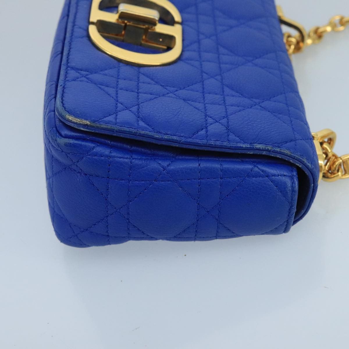 Dior Caro Blue Leather Shoulder Bag (Pre-Owned) Size ONE SIZE - 4 Thumbnail