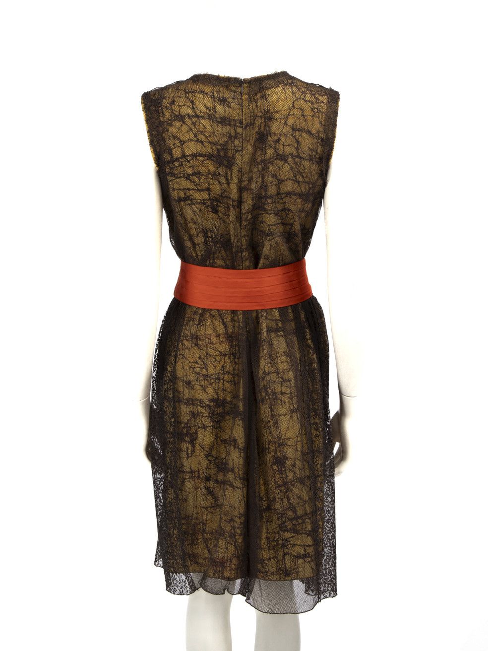 Bottega Veneta Brown Lace Belted Dress Size S / US 4 / IT 40 - 3 Thumbnail