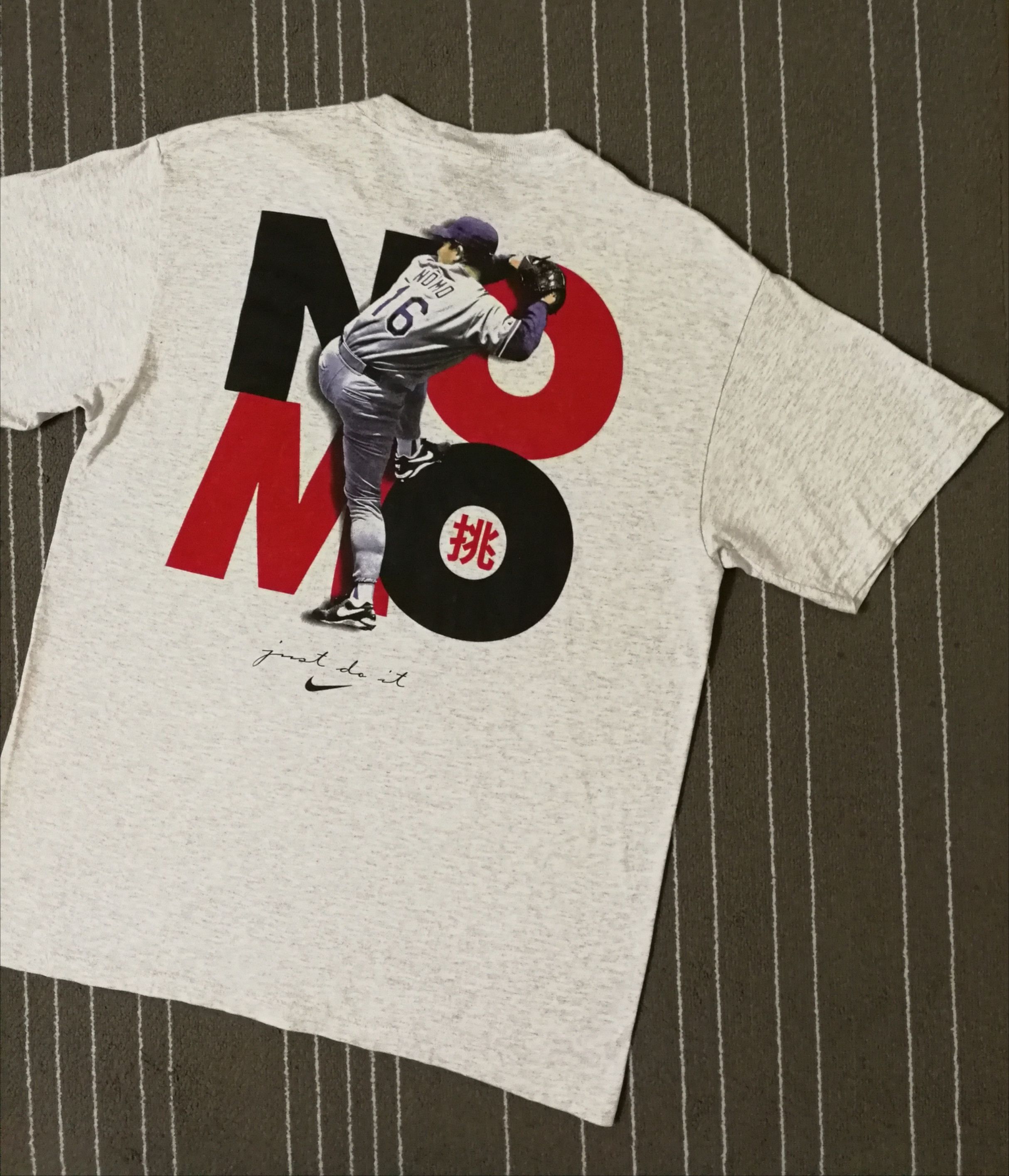 Nike vintage nike tshirt big swoosh nomo baseball player made in 