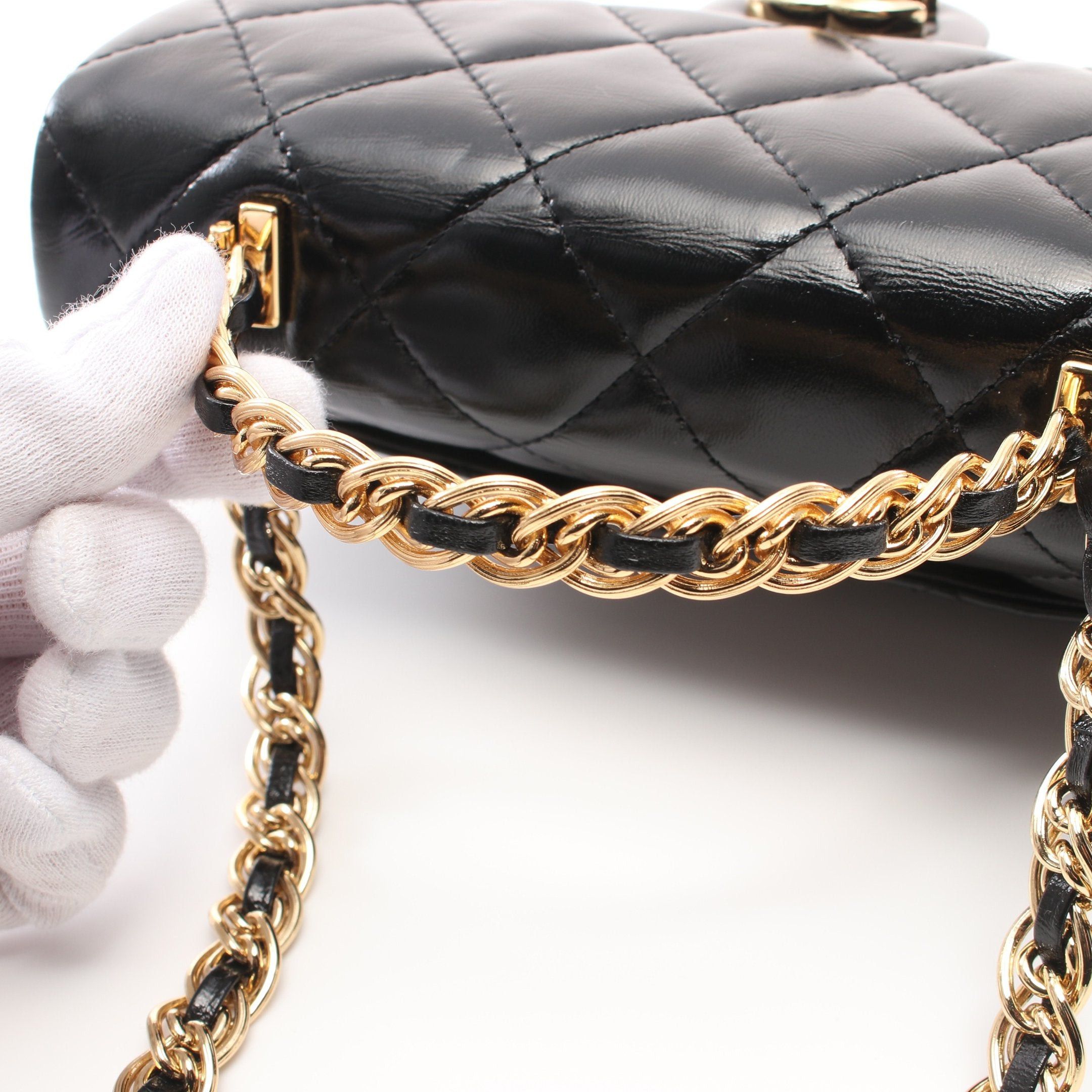 Chanel Chanel Matelasse Top Handle Chain Shoulder Bag Leather Black Gold Hardware Size ONE SIZE - 7 Thumbnail