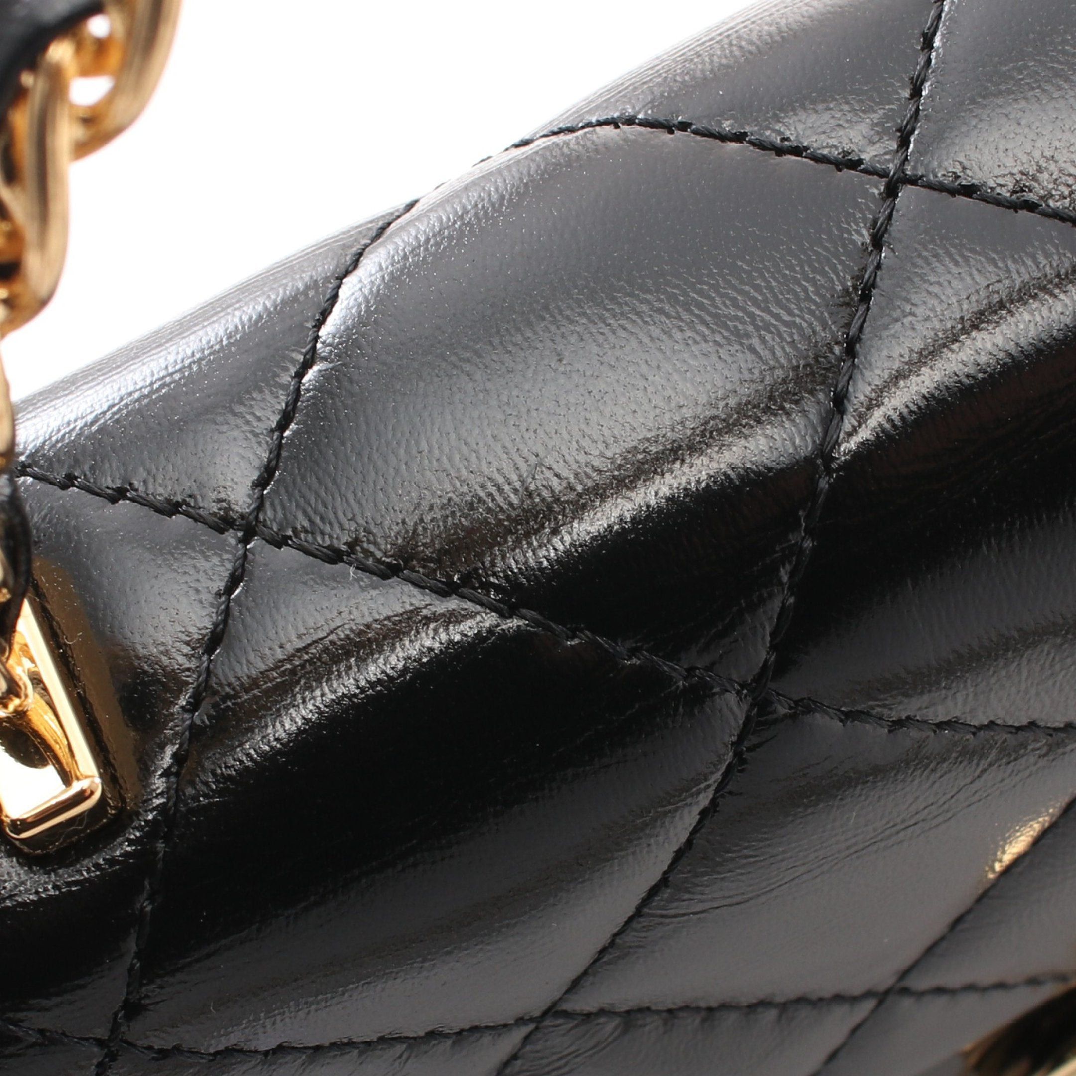 Chanel Chanel Matelasse Top Handle Chain Shoulder Bag Leather Black Gold Hardware Size ONE SIZE - 10 Thumbnail