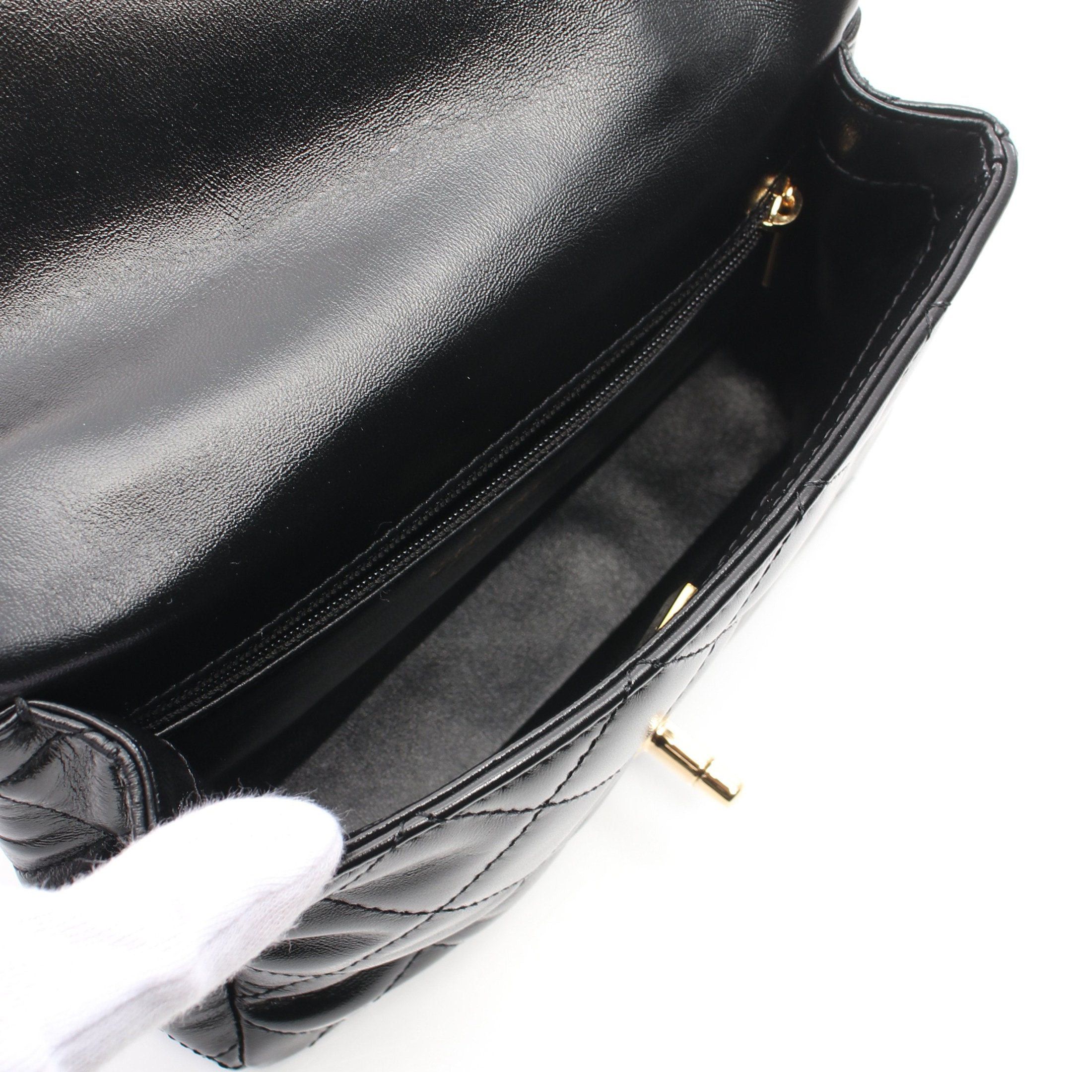 Chanel Chanel Matelasse Top Handle Chain Shoulder Bag Leather Black Gold Hardware Size ONE SIZE - 3 Thumbnail
