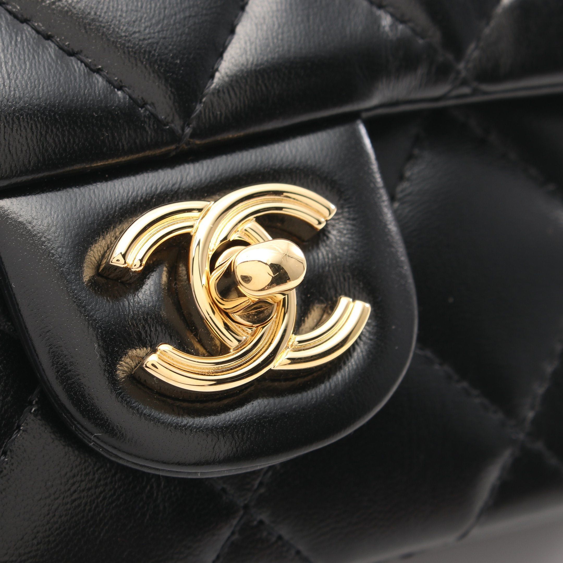 Chanel Chanel Matelasse Top Handle Chain Shoulder Bag Leather Black Gold Hardware Size ONE SIZE - 8 Thumbnail
