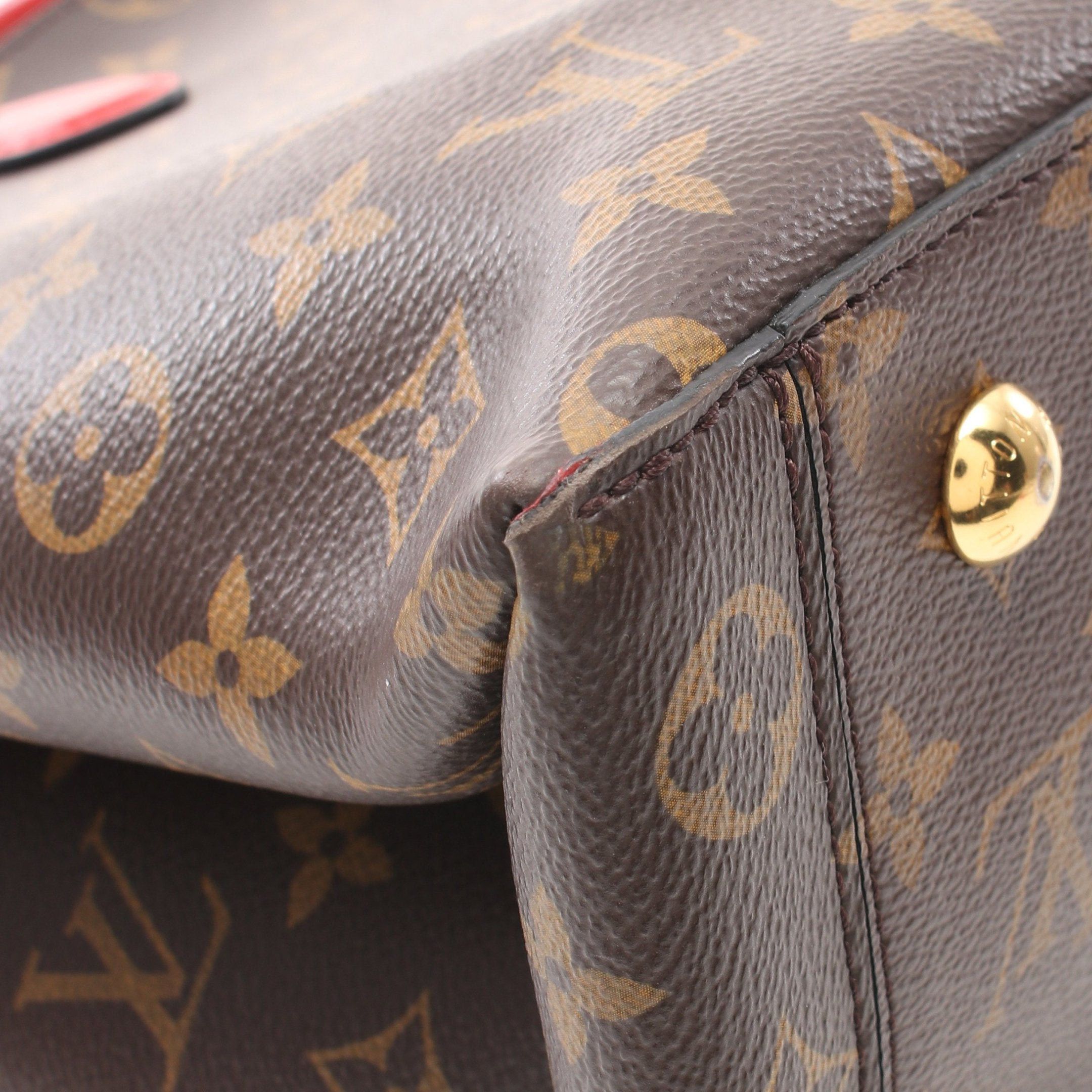 Louis Vuitton Louis Vuitton Flower Tote Monogram Coquelicot Handbag Bag Leather Brown Red Size ONE SIZE - 9 Thumbnail