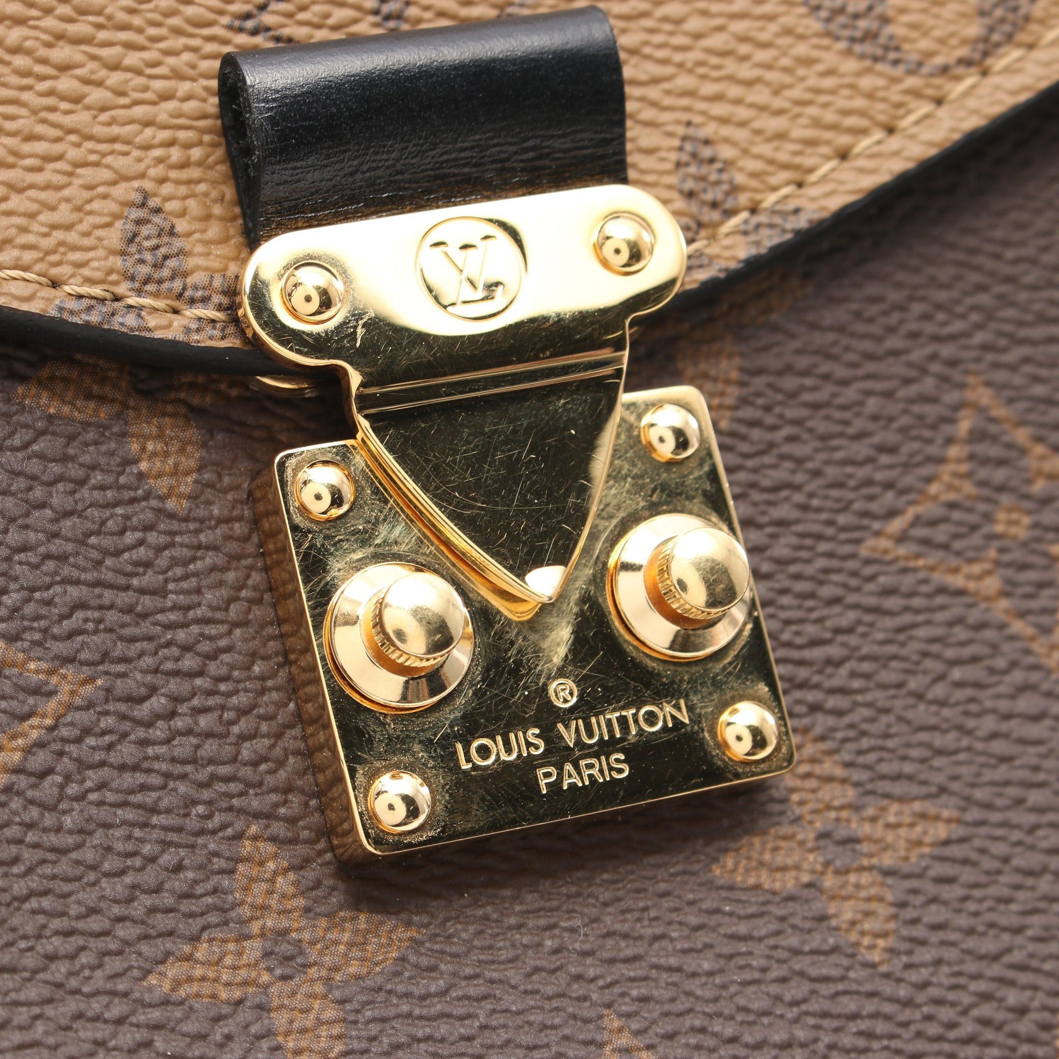 Louis Vuitton Louis Vuitton Pochette Metis Mm Monogram Reverse Handbag Leather Brown Black Size ONE SIZE - 8 Thumbnail