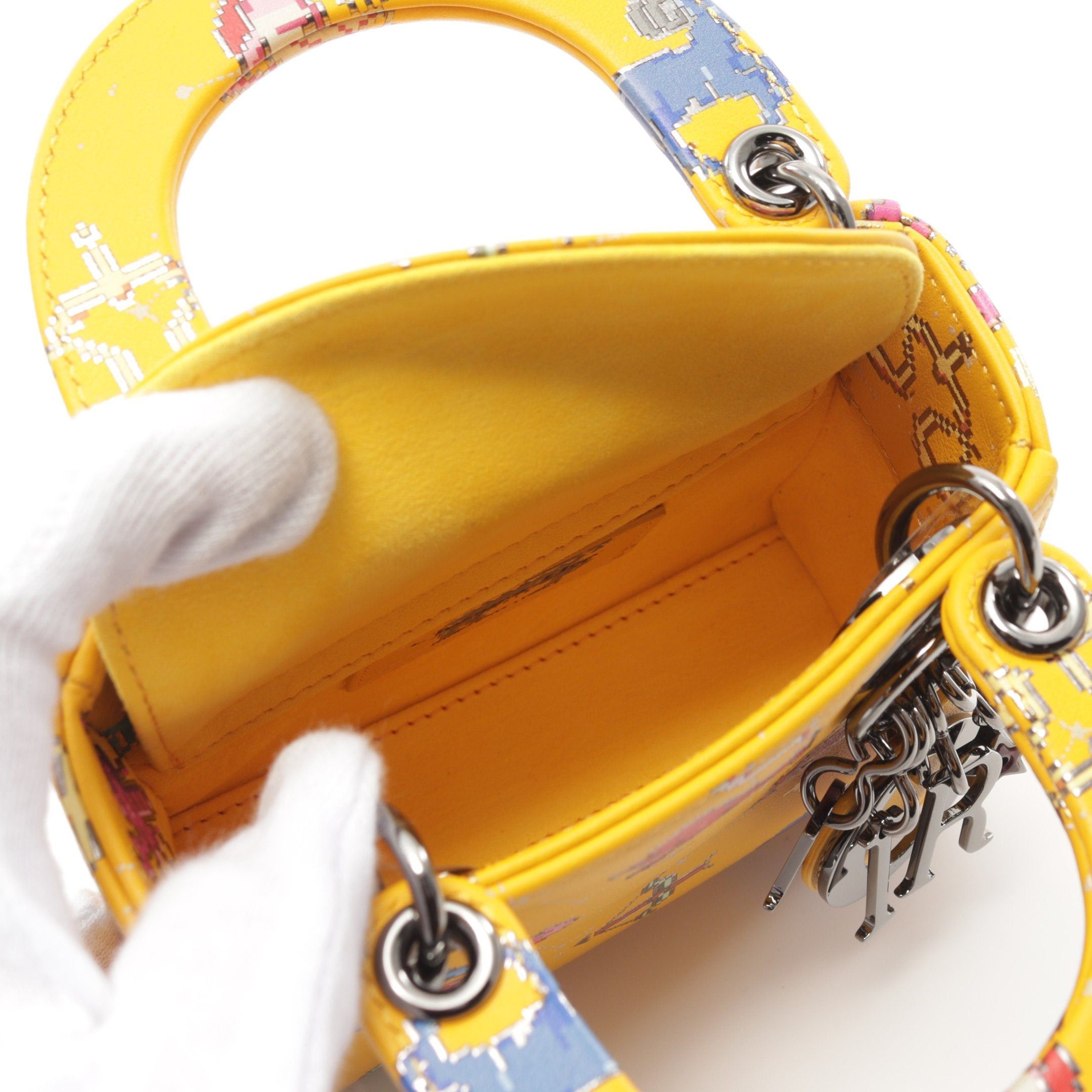Dior Dior Lady Dior Micro Handbag Leather Orange Yellow Multicolor Size ONE SIZE - 3 Thumbnail