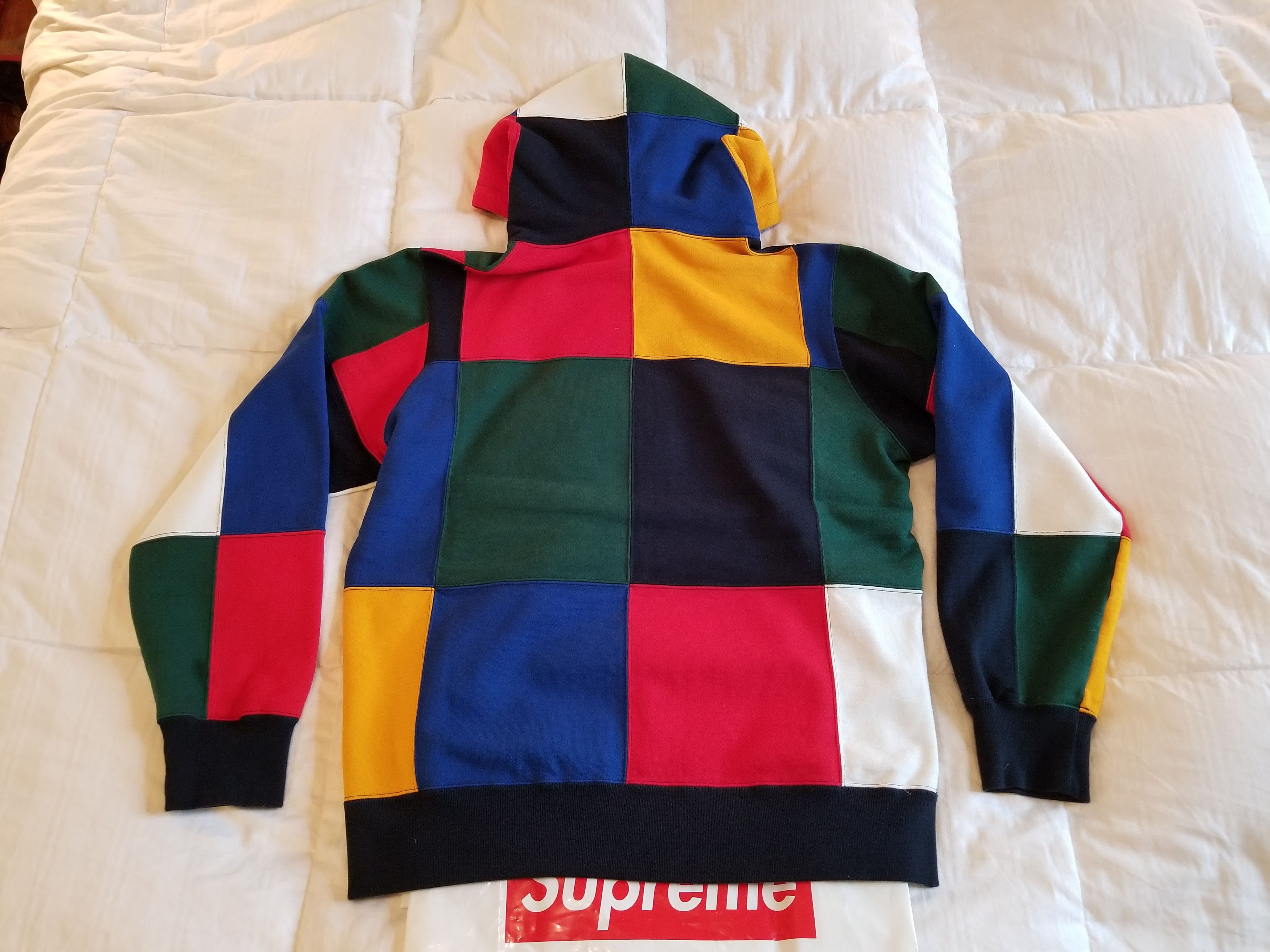 Supreme patchwork hoodie navy deals