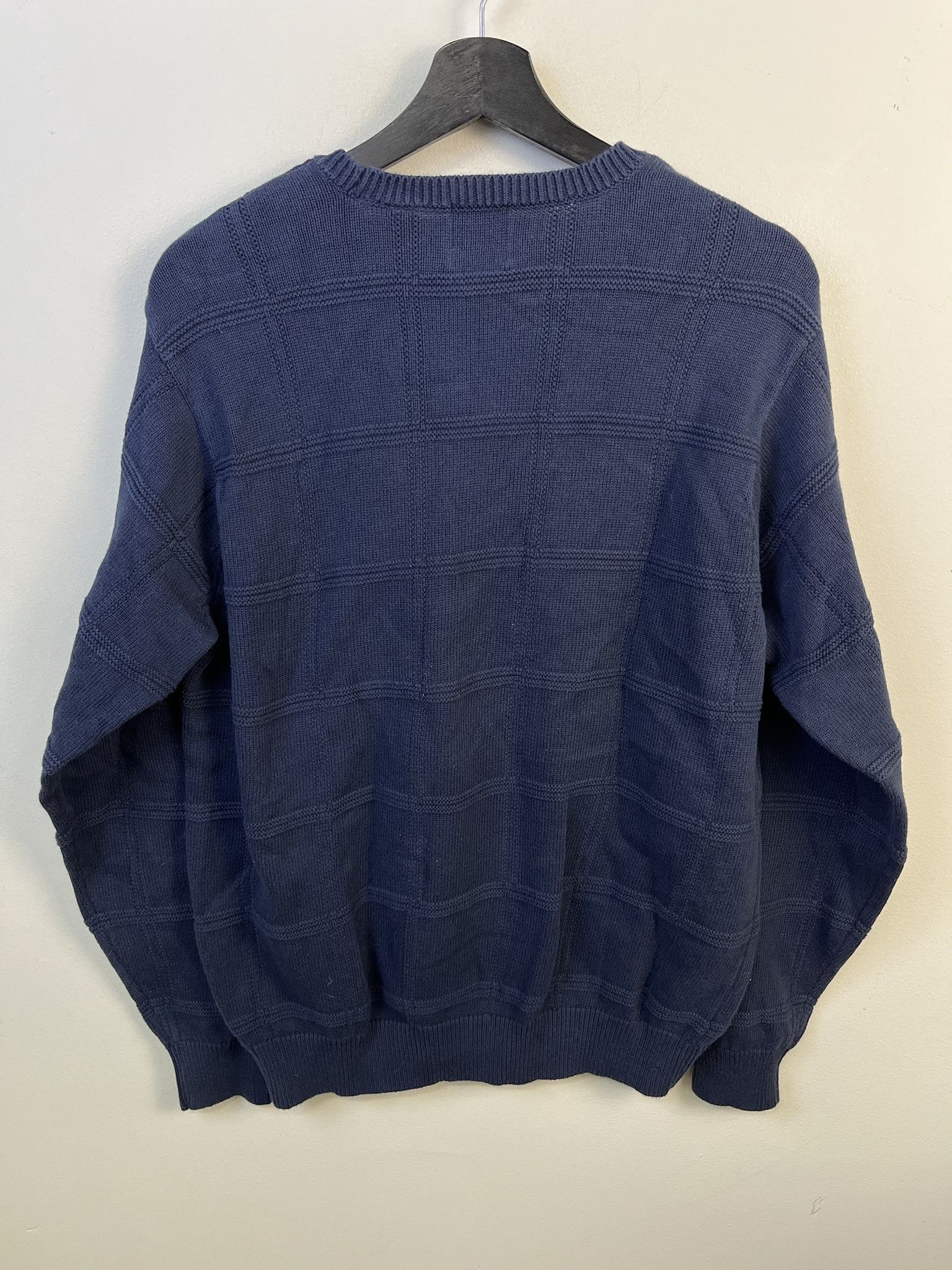 Other Vintage Knit Sweater 1990s Thick Knit Arrow Tonal Navy Box Knit Sweater Size L Size US L / EU 52-54 / 3 - 3 Thumbnail