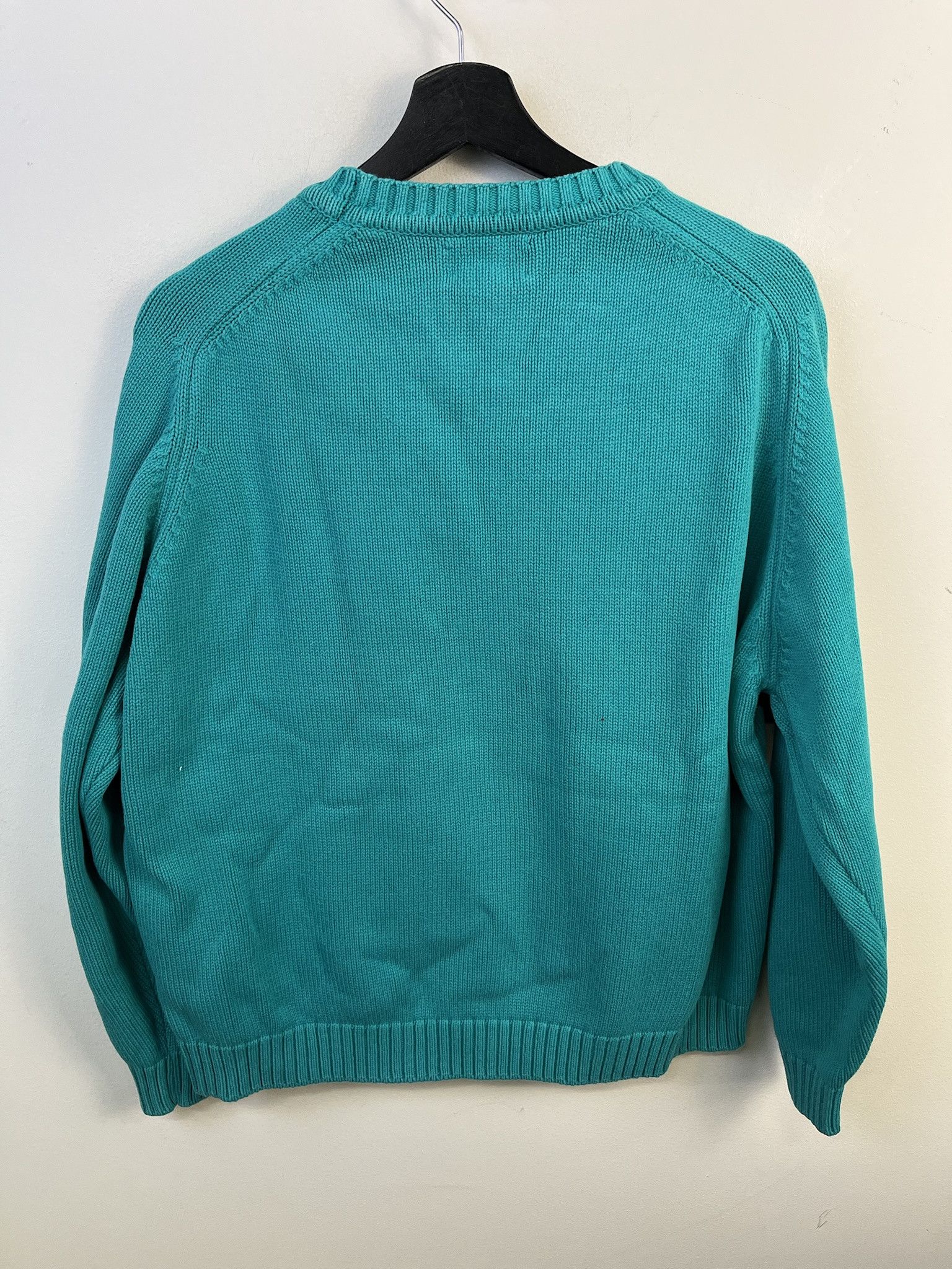 Other Vintage Knit Sweater 1990s Thick Knit Land's End Teal Blue Frame Knit Sweater Size L Size US L / EU 52-54 / 3 - 3 Thumbnail