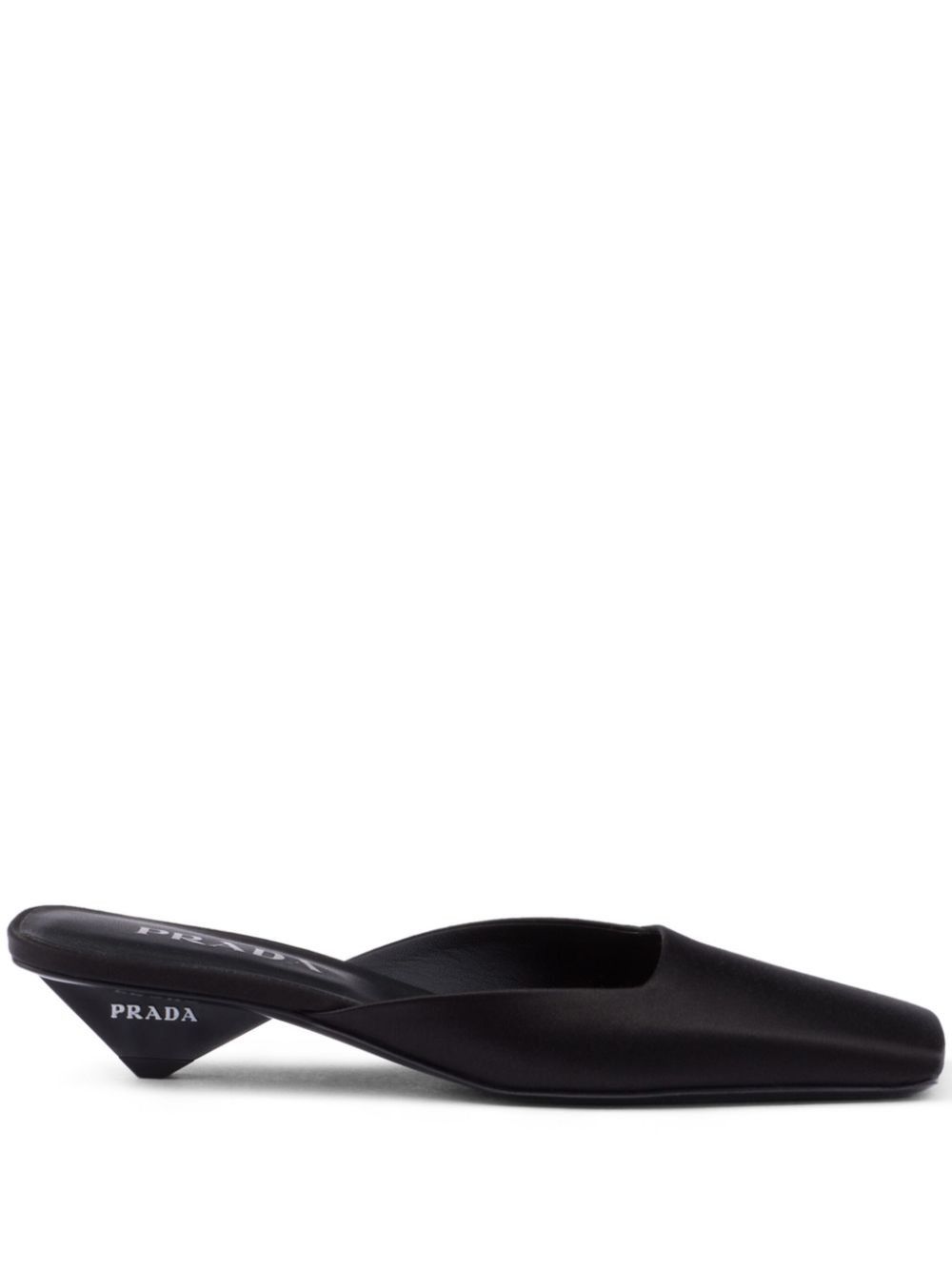 Prada $1.4K VALUE Prada Satin Square Toe Mule Sandals in black Size US 6.5 / IT 36.5 - 2 Thumbnail